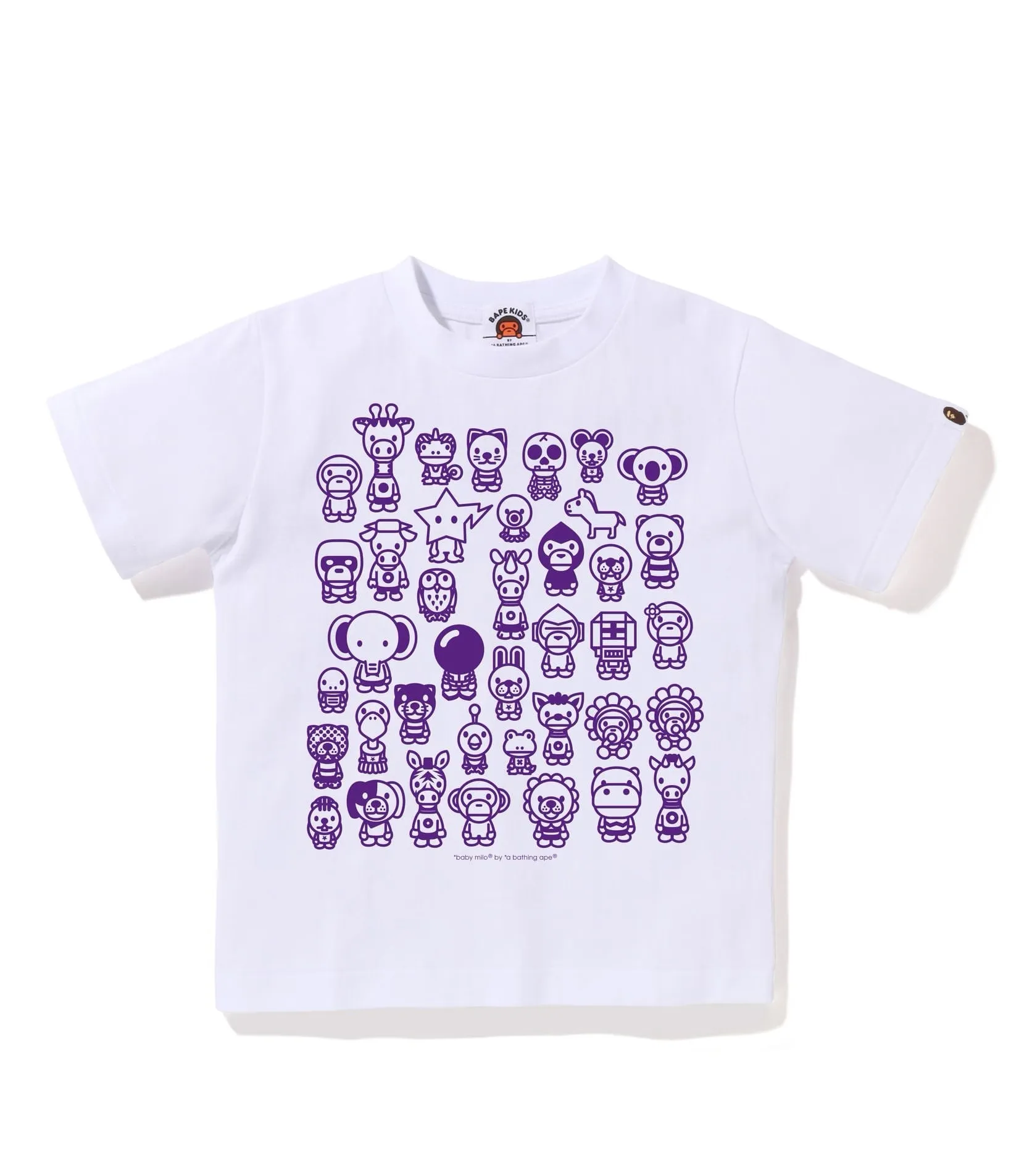 P110 001195 BAPE multi-pattern printed short-sleeved T-shirt, same style for men and women, size smlxlxxl, black and white