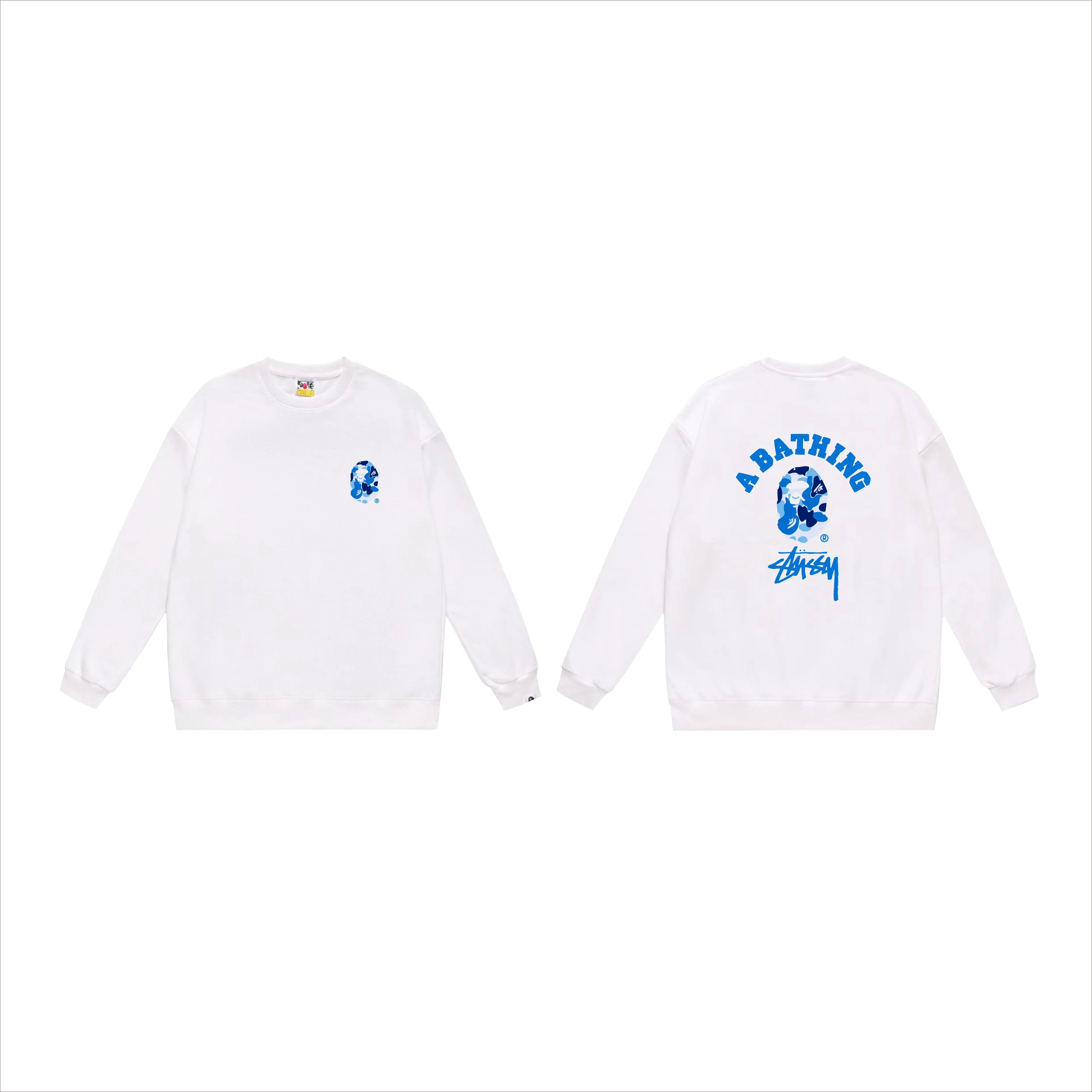 P150 model number SC511# terry 75 plus velvet 80 (top version) BAPE×STUSSY co-branded Stussy letter round neck sweatshirt Made of 350g large terry (drop shoulder large version) fabric, soft and non-pilling, imported environmentally friendly printing glue, bright and three-dimensional pattern, quality 💥Same style for men and women, the upper body is fashionable Color: black white gray Size: S M L XL XXL