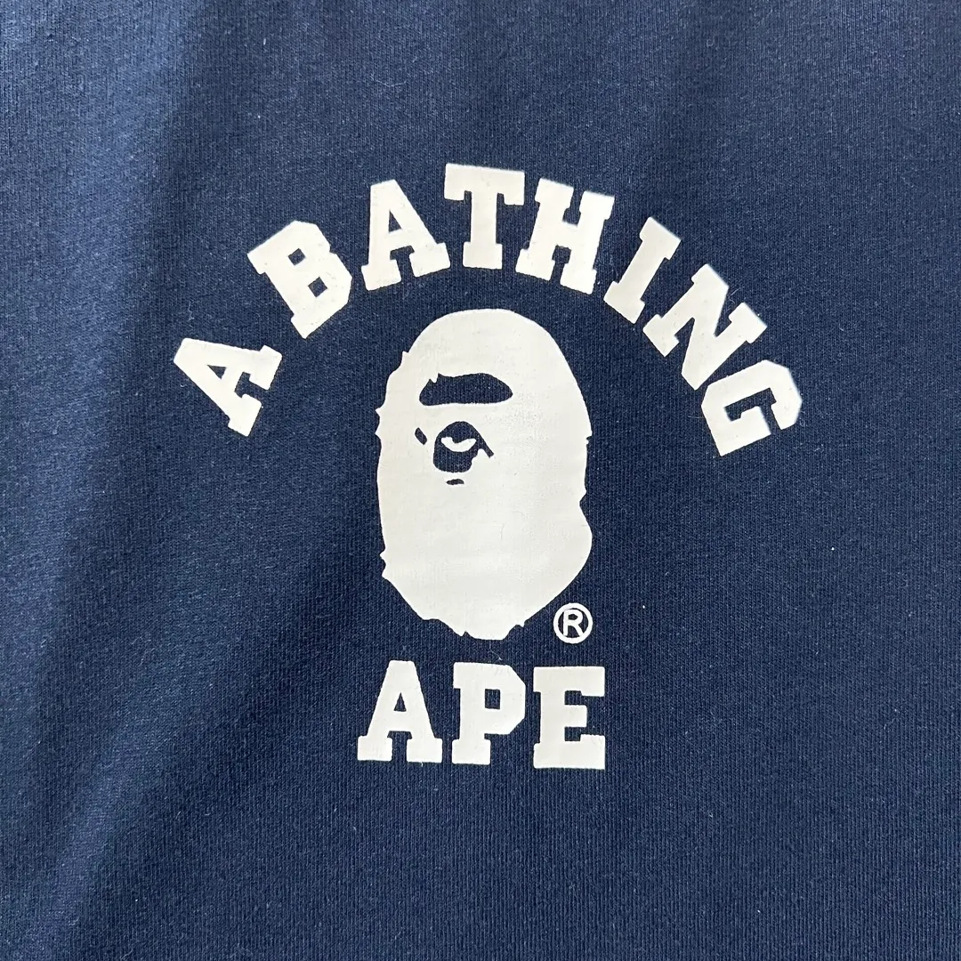 💰140 BAPE classic ape head letter print 280g heavy linen cotton fabric ZP version Couple style: S-XXL [Mi Xing white black navy]