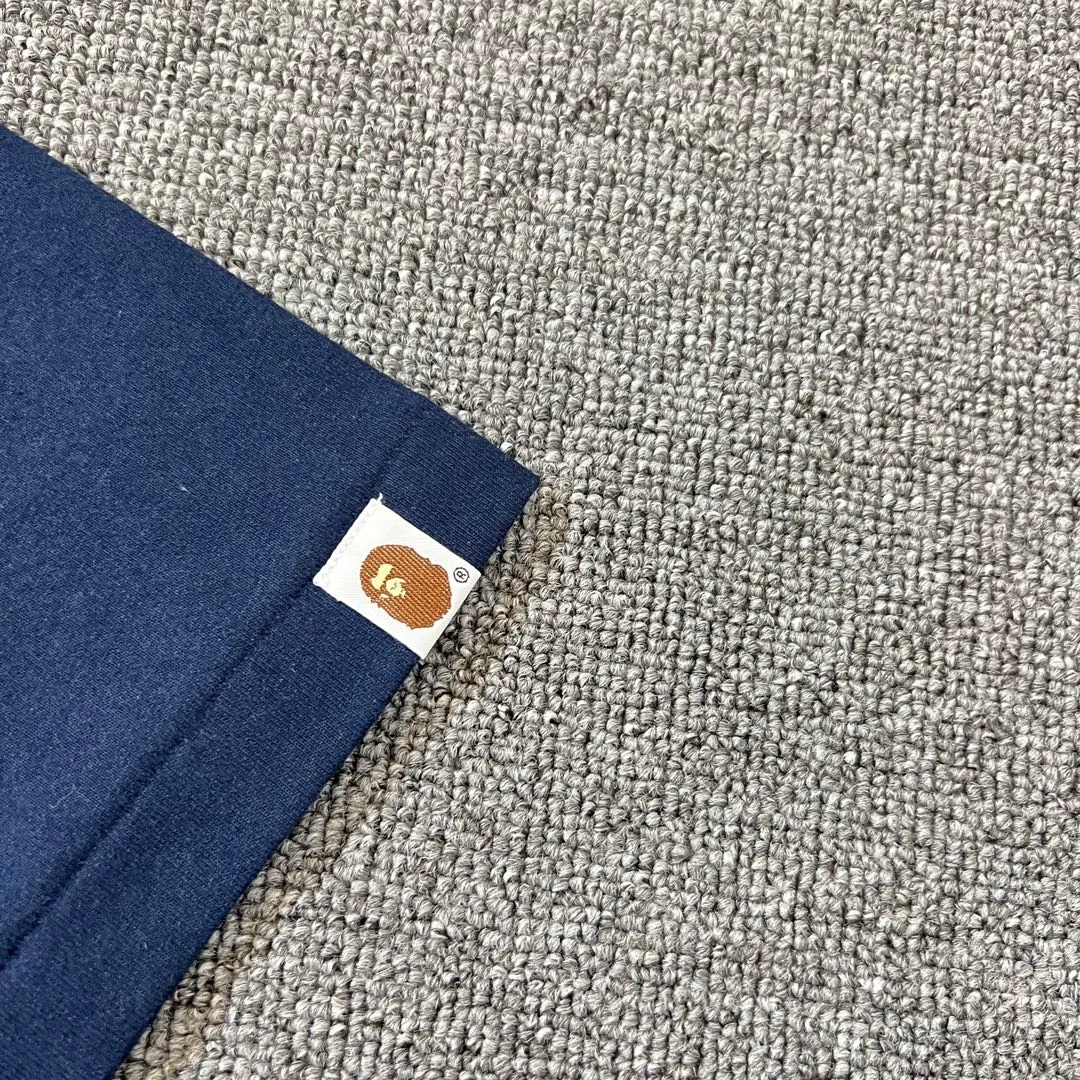 💰140 BAPE classic ape head letter print 280g heavy linen cotton fabric ZP version Couple style: S-XXL [Mi Xing white black navy]