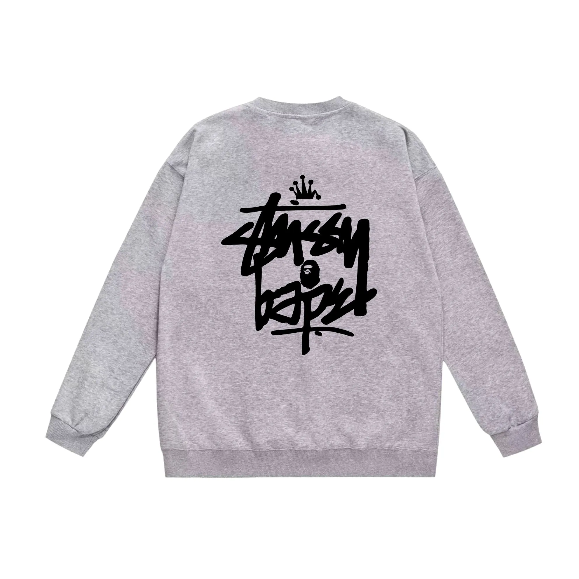 P150 model number SC508# terry 75 plus velvet 80 (top version) BAPE×STUSSY co-branded Stussy letter round neck sweatshirt Made of 350g large terry (drop shoulder large version) fabric, soft and non-pilling texture, imported environmentally friendly printing glue, bright and three-dimensional pattern, quality 💥Same style for men and women. The upper body is trendy. Color: black and red, white and red, gray and red, black and yellow, white and yellow, gray and yellow, black and white, white and black, gray and black. Size: S M L XL XXL