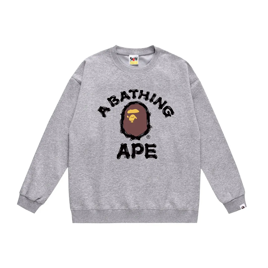 P170 model number SC312# terry 80 plus velvet 85 (top version) BAPE ape head colorful letter printed round neck sweatshirt Made of 350g large terry (drop shoulder large version) fabric, soft texture and no pilling Imported environmentally friendly printing glue The pattern is bright and three-dimensional Quality 💥Same style for men and women The upper body is trendy Color: black white gray Size: S M L XL XXL