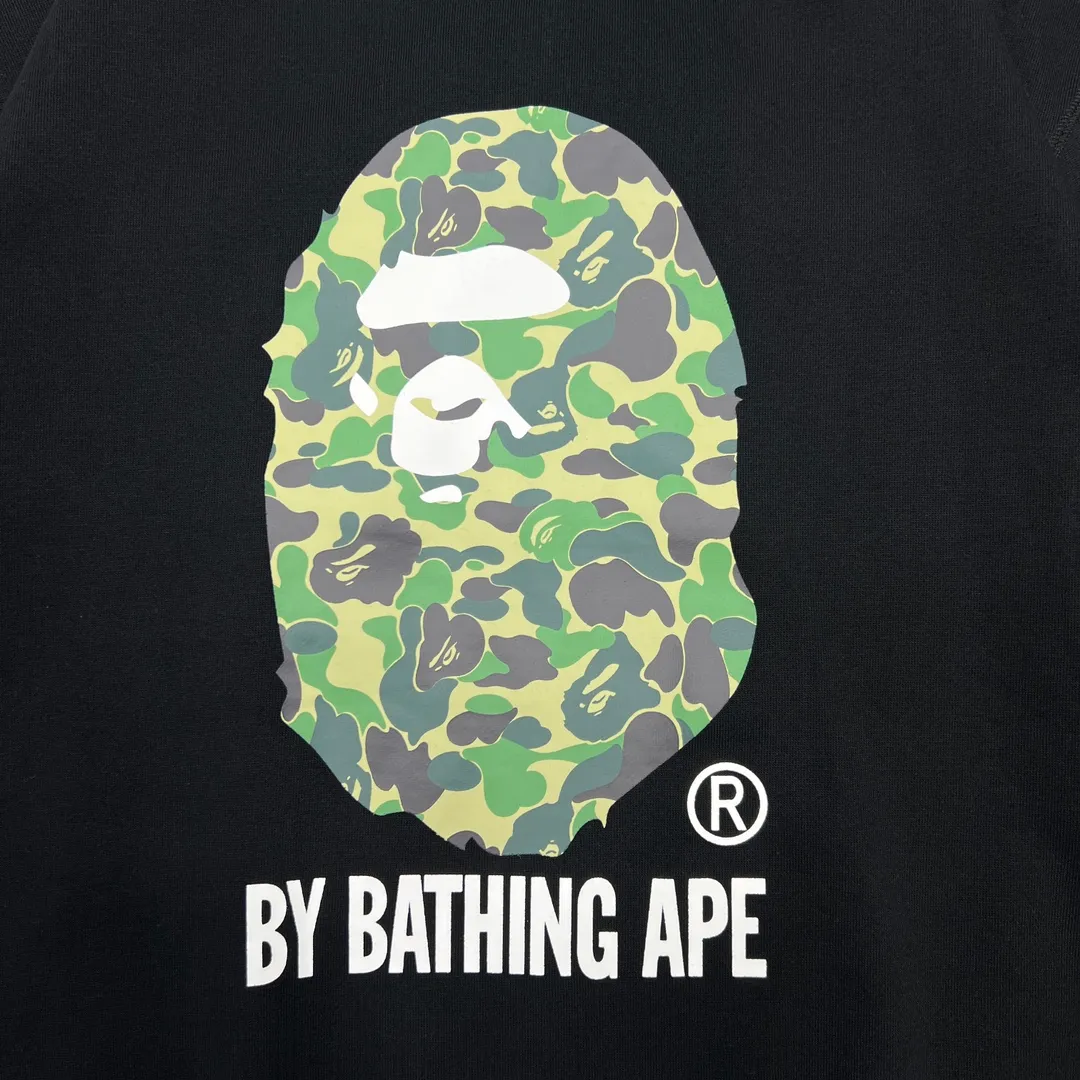 💰250 BAPE ABC CAMO ORGANIC camouflage ape head letter printing 420g weight pure cotton fabric ZP version Couple style: S-XXL [black green black pink black blue]