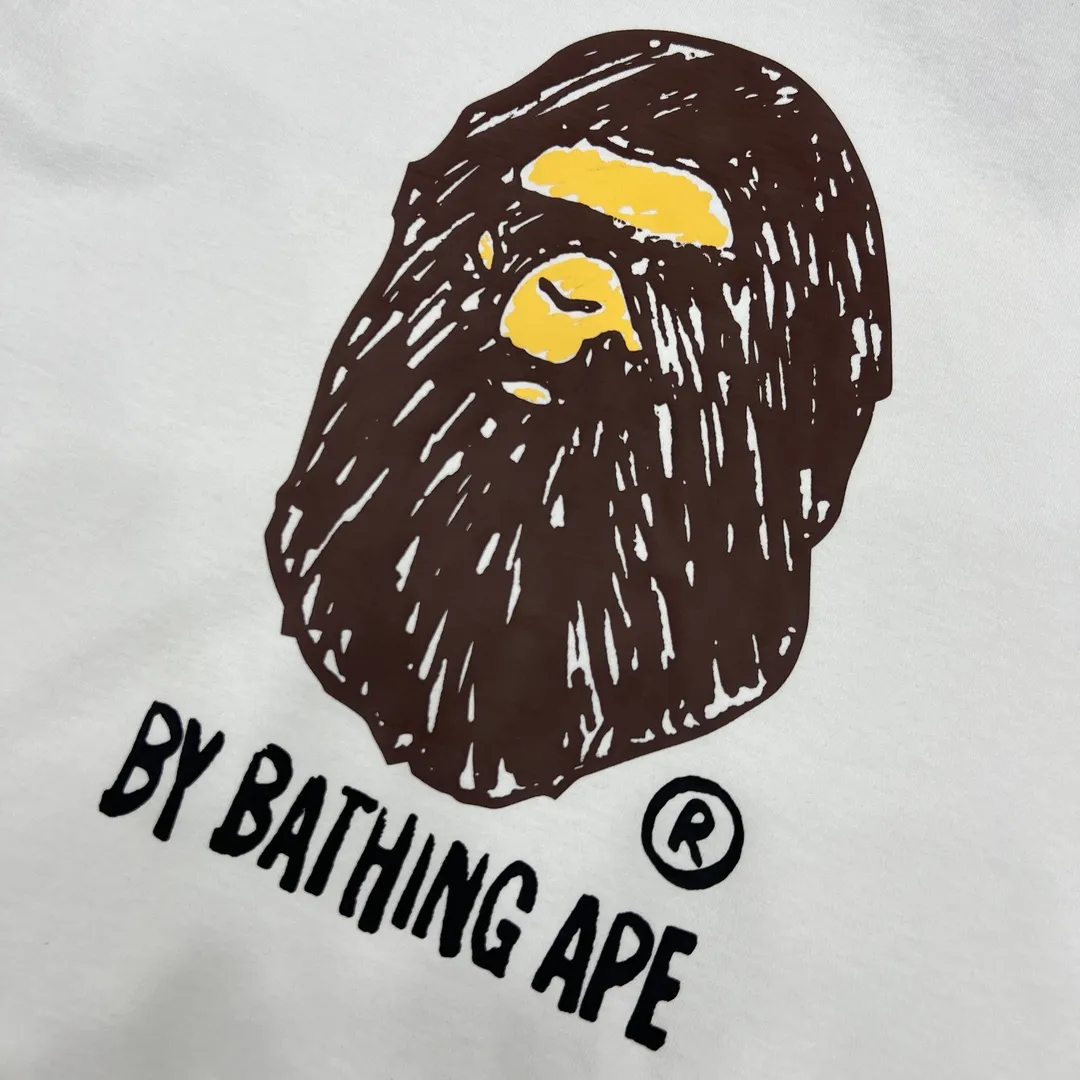 💰140 BAPE FANS SCARF DRAW hand-painted graffiti ape head print 280g weight linen cotton fabric ZP version Couple style: S—XXL [Black White]