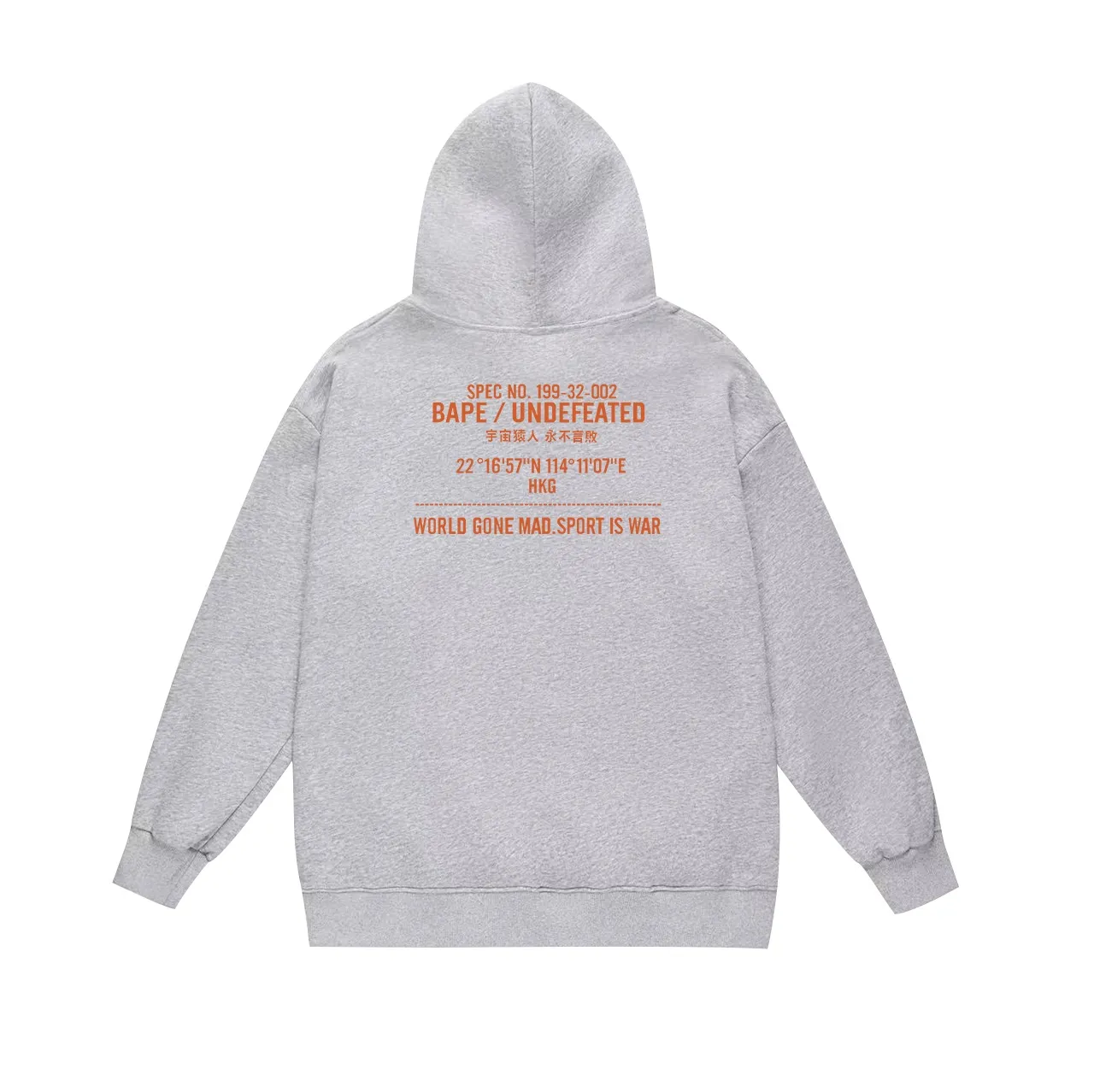 Model No. SC662# terry p160 plus velvet p180💰 (top version) BAPE co-branded UNDEFEATED undefeated five-stripe ape head print hooded sweatshirt. Made of 380g large terry 430g silver fox velvet (off-shoulder large version) fabric. The texture is soft and non-pilling. Imported environmentally friendly printing glue. The pattern is bright and three-dimensional. Quality💥Same style for men and women. The upper body is trendy. Color: black white gray Size: S M L XL XXL