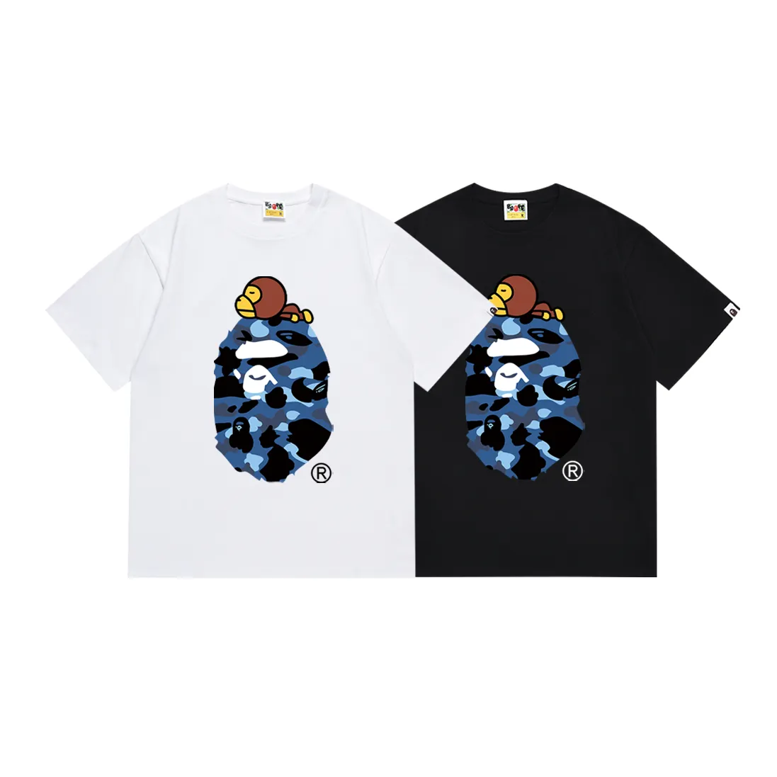 SC163#p110💰 (top version) BAPE Monkey-Ape combination printed short-sleeved T-shirt Made of 260 grams of high-quality high-weave pure cotton fabric, double yarn combed, soft texture and no pilling Imported environmentally friendly printing glue, bright and three-dimensional pattern, quality 💥unisex style, the upper body is fashionable Color: black red black blue black green black purple white red white blue white green white purple Size: S M L XL XXL
