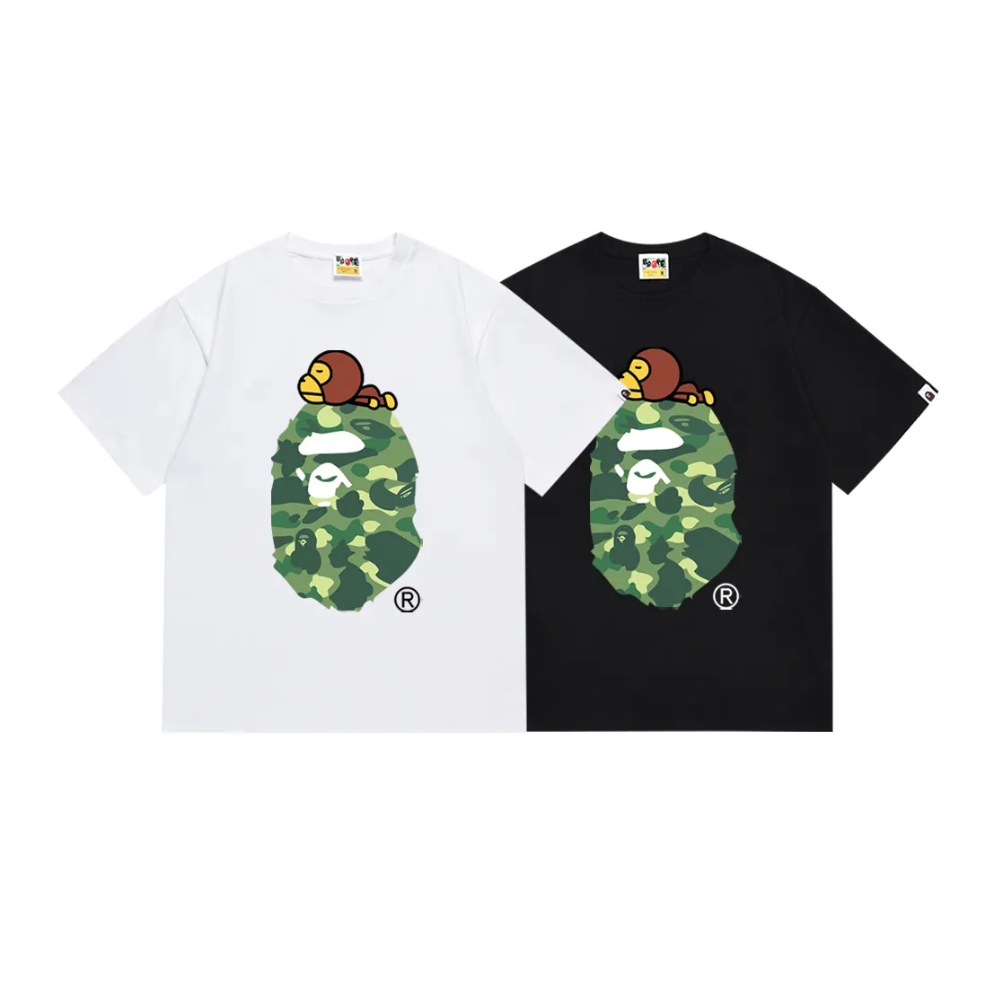 SC163#p110💰 (top version) BAPE Monkey-Ape combination printed short-sleeved T-shirt Made of 260 grams of high-quality high-weave pure cotton fabric, double yarn combed, soft texture and no pilling Imported environmentally friendly printing glue, bright and three-dimensional pattern, quality 💥unisex style, the upper body is fashionable Color: black red black blue black green black purple white red white blue white green white purple Size: S M L XL XXL