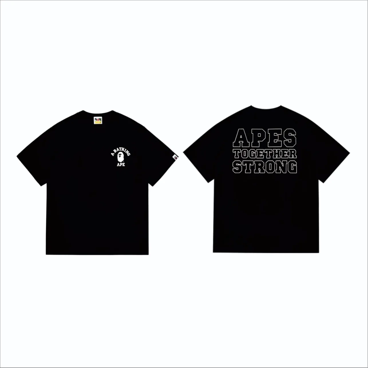 SC248#p110💰 (top version) BAPE classic ape head letter printed short-sleeved T-shirt. Made of 260 grams of high-quality high-weave pure cotton fabric. Double yarn combed, soft texture and no pilling. Imported environmentally friendly printing glue. Bright and three-dimensional pattern. Quality💥Same style for men and women. The upper body is trendy. Color: black, white, navy blue, apricot. Size: S M L XL XXL
