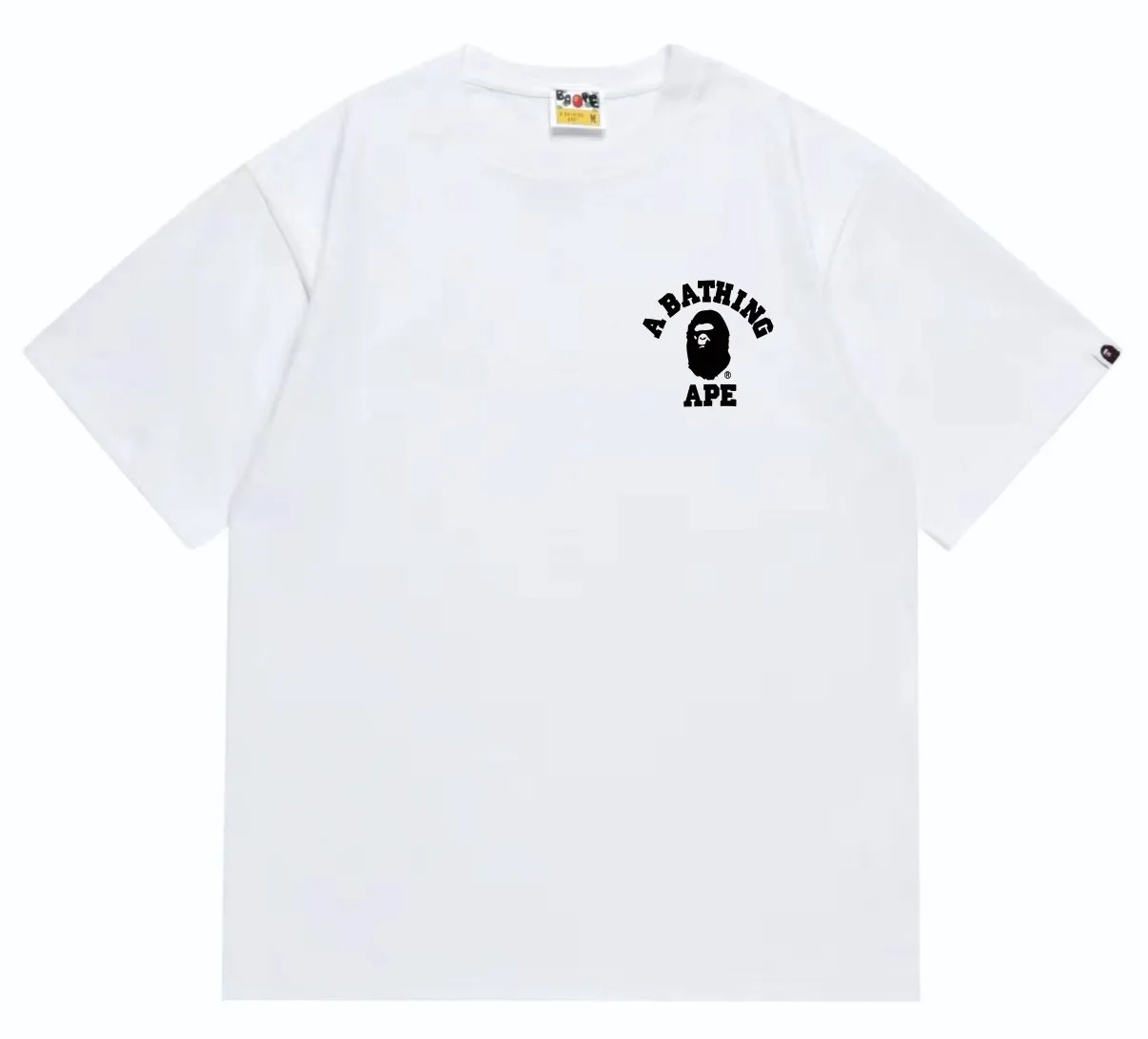 SC248#p110💰 (top version) BAPE classic ape head letter printed short-sleeved T-shirt. Made of 260 grams of high-quality high-weave pure cotton fabric. Double yarn combed, soft texture and no pilling. Imported environmentally friendly printing glue. Bright and three-dimensional pattern. Quality💥Same style for men and women. The upper body is trendy. Color: black, white, navy blue, apricot. Size: S M L XL XXL