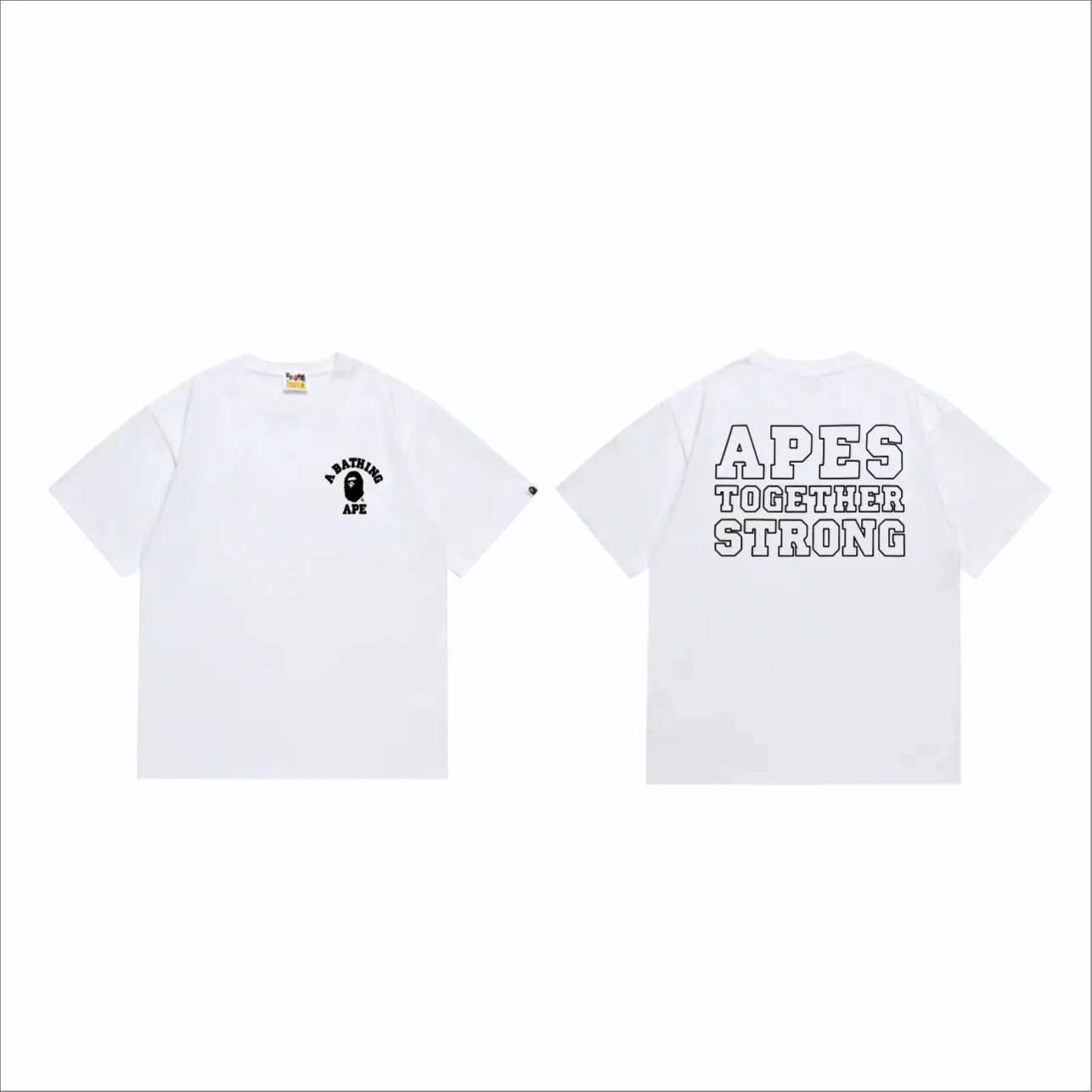 SC248#p110💰 (top version) BAPE classic ape head letter printed short-sleeved T-shirt. Made of 260 grams of high-quality high-weave pure cotton fabric. Double yarn combed, soft texture and no pilling. Imported environmentally friendly printing glue. Bright and three-dimensional pattern. Quality💥Same style for men and women. The upper body is trendy. Color: black, white, navy blue, apricot. Size: S M L XL XXL