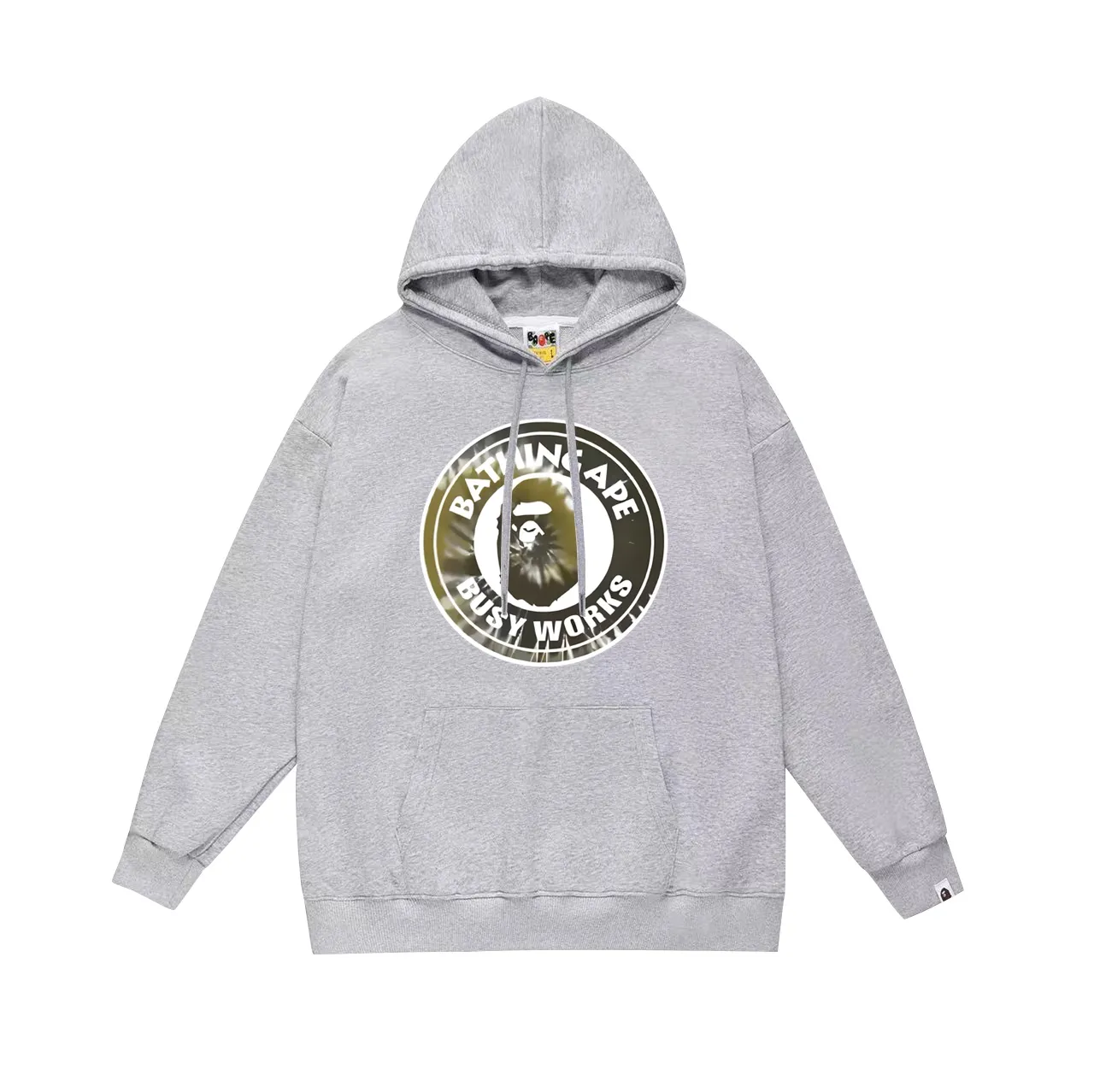 Model No. SC678# terry p160 plus velvet p180💰 (top version) BAPE tie-dye ape head letter medallion printed hooded sweatshirt. Made of 380g large terry 430g silver fox velvet (drop shoulder large version) fabric. The texture is soft and non-pilling. Imported environmentally friendly printing glue. The pattern is bright and three-dimensional. Quality💥Same style for men and women. The upper body is trendy. Color: black and blue, white blue, gray blue, black and yellow, white and yellow. Gray yellow Size: S M L XL XXL