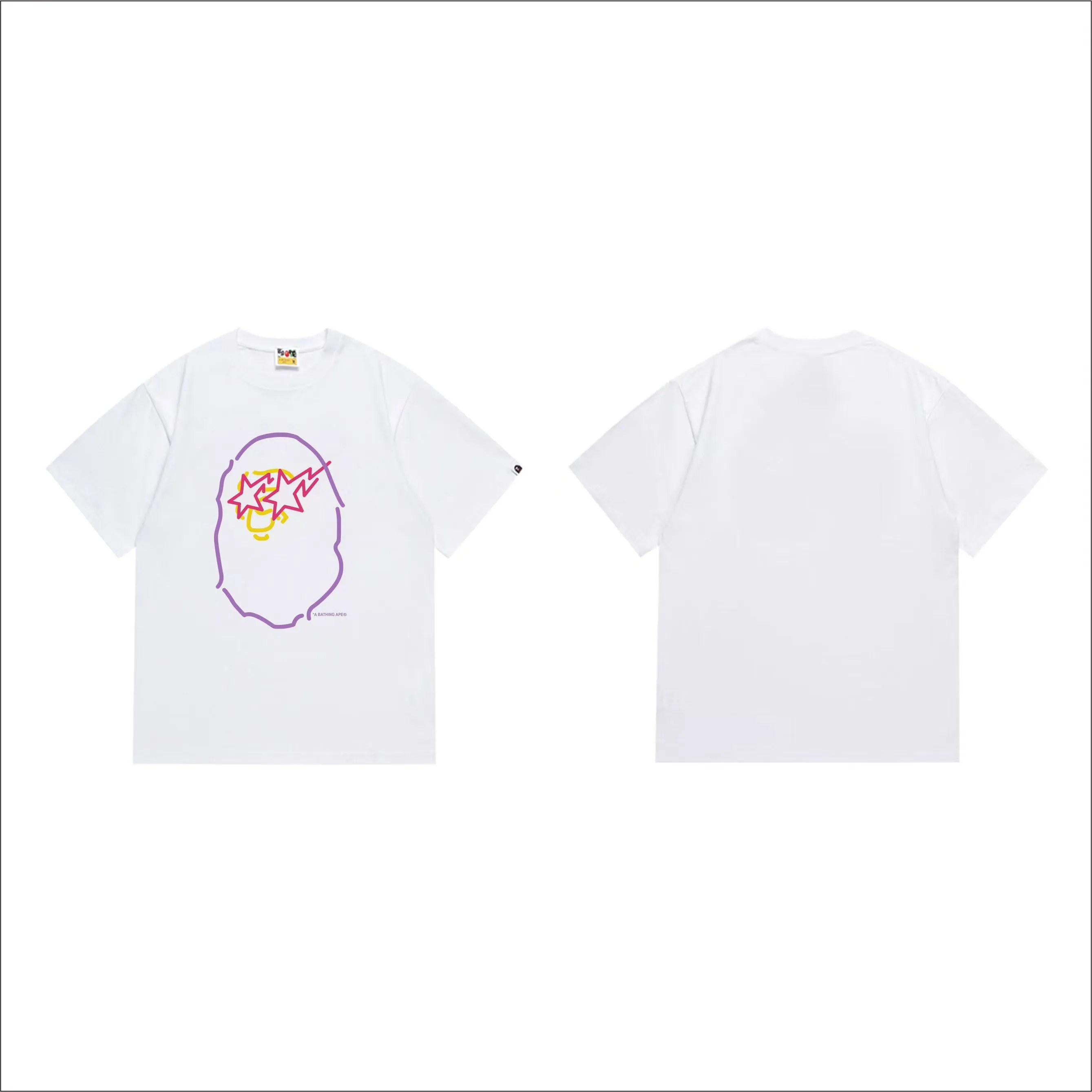 SC274#p110💰 (top version) BAPE is made of 260 grams of high-quality high-weave pure cotton fabric, double yarn combed, soft and non-pilling, imported environmentally friendly printing glue, bright and three-dimensional patterns, quality 💥Same style for men and women, the upper body is trendy Color: Black White Size: S M L XL XXL
