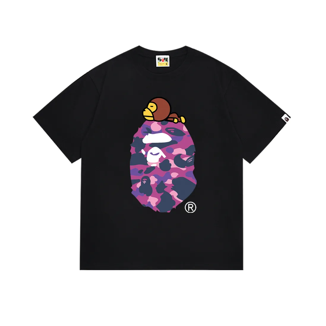 SC163#p110💰 (top version) BAPE Monkey-Ape combination printed short-sleeved T-shirt Made of 260 grams of high-quality high-weave pure cotton fabric, double yarn combed, soft texture and no pilling Imported environmentally friendly printing glue, bright and three-dimensional pattern, quality 💥unisex style, the upper body is fashionable Color: black red black blue black green black purple white red white blue white green white purple Size: S M L XL XXL
