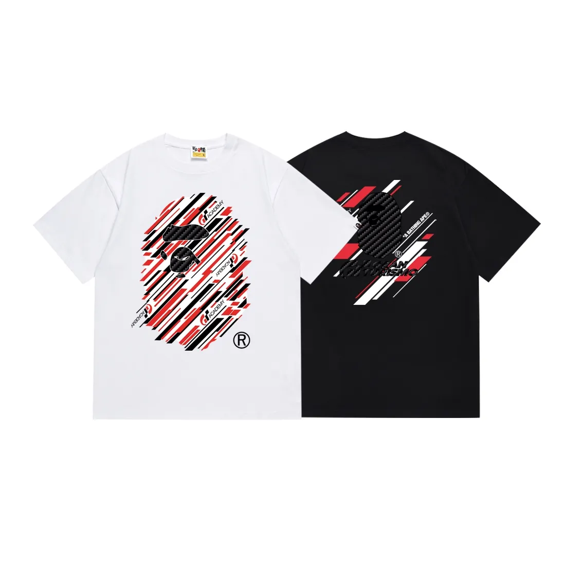 SC152#p110💰 (top version) BAPE✖️GT co-branded twill ape head letter printed short-sleeved T-shirt Made of 260 grams of high-quality high-weave pure cotton fabric, double yarn combed, soft and non-pilling. Imported environmentally friendly printing glue, bright and three-dimensional pattern, quality 💥Same style for men and women. The upper body is trendy. Color: black white Size: S M L XL XXL