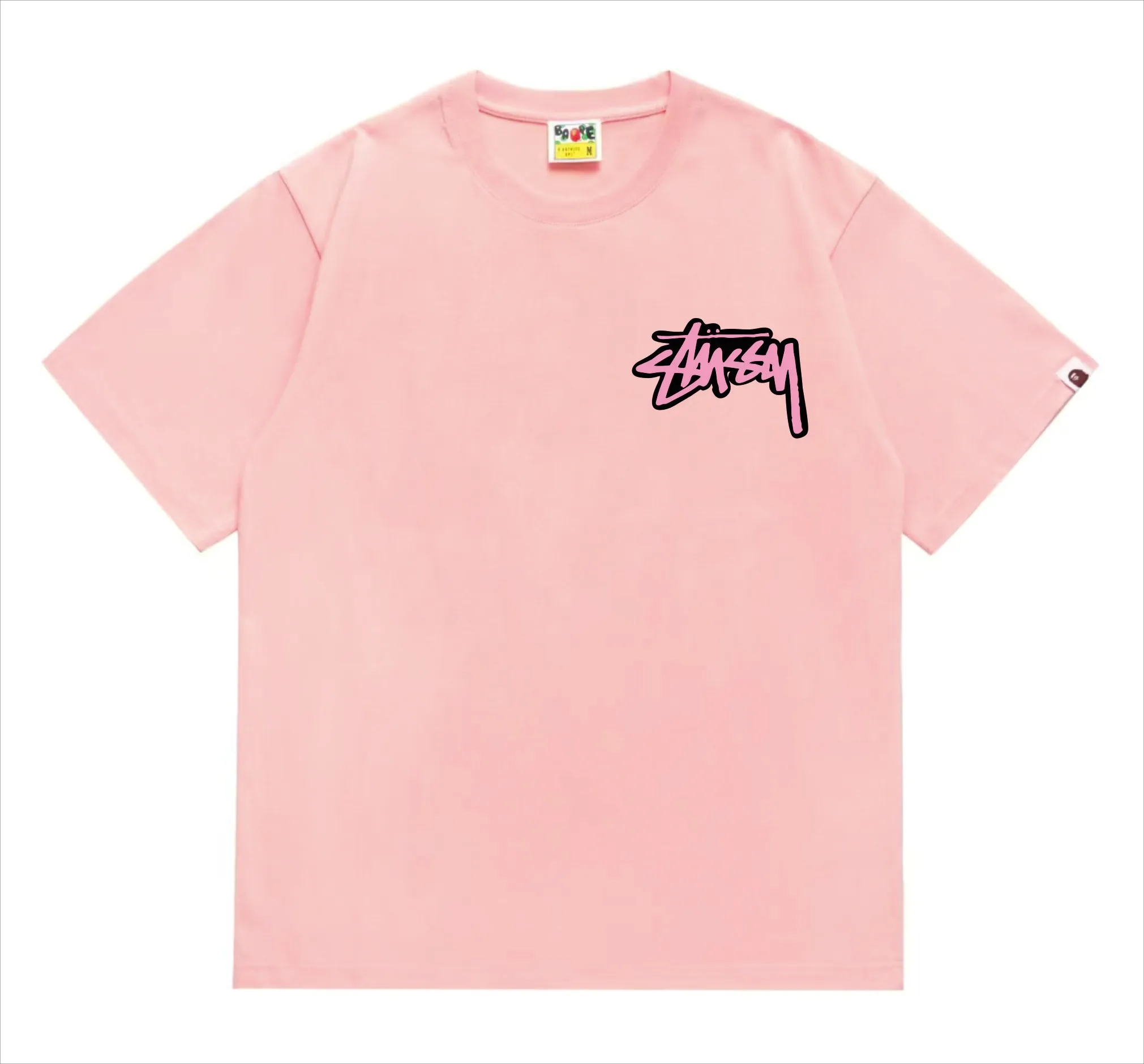 SC206#p110💰 (top version) BAPE×Stussy co-branded Stussy letter ape print T-shirt Made of 260 grams of high-quality high-weave pure cotton fabric, double yarn combed, soft texture and no pilling Imported environmentally friendly printing glue, bright and three-dimensional pattern, quality 💥Same style for men and women, the upper body is fashionable Color: black and white, gray and white, pink and white, red and white, white and black, gray and black, pink and black, red and black Size: S M L XL XXL