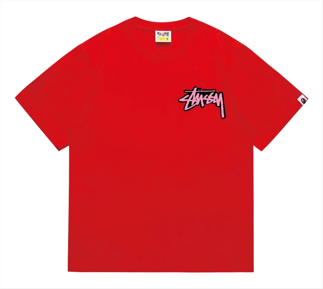 SC206#p110💰 (top version) BAPE×Stussy co-branded Stussy letter ape print T-shirt Made of 260 grams of high-quality high-weave pure cotton fabric, double yarn combed, soft texture and no pilling Imported environmentally friendly printing glue, bright and three-dimensional pattern, quality 💥Same style for men and women, the upper body is fashionable Color: black and white, gray and white, pink and white, red and white, white and black, gray and black, pink and black, red and black Size: S M L XL XXL