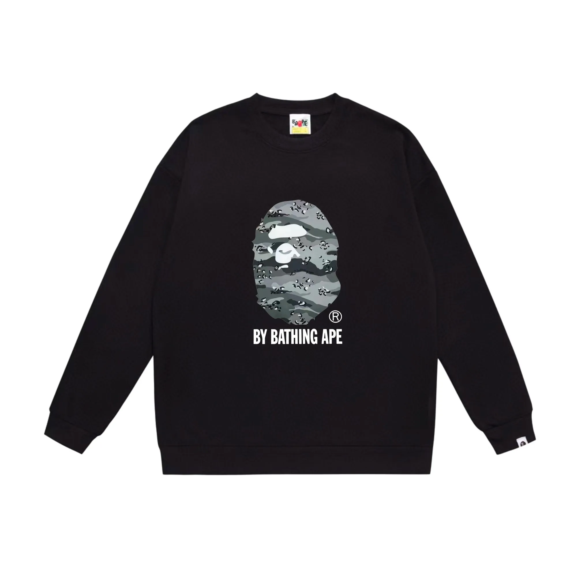 P170 model number SC542# terry 80 plus velvet 85 (top version) BAPE desert ape head letter print round neck sweatshirt Made of 350g large terry (drop shoulder large version) fabric, soft texture and no pilling Imported environmentally friendly printing glue The pattern is bright and three-dimensional Quality 💥Same style for men and women The upper body is trendy Color: Black and yellow White and yellow Gray and yellow Black and gray White and gray Gray and gray Size: S M L XL XXL