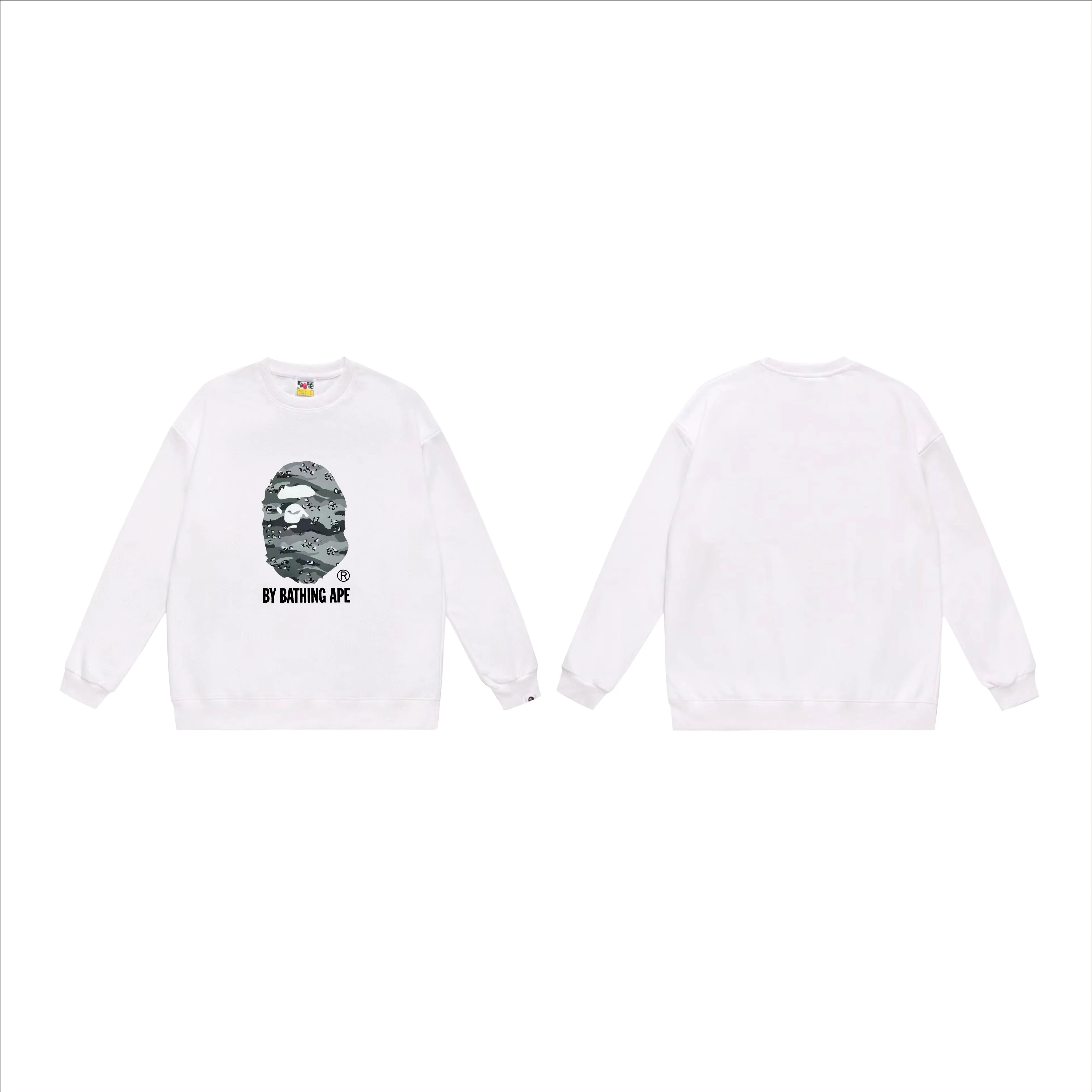 P170 model number SC542# terry 80 plus velvet 85 (top version) BAPE desert ape head letter print round neck sweatshirt Made of 350g large terry (drop shoulder large version) fabric, soft texture and no pilling Imported environmentally friendly printing glue The pattern is bright and three-dimensional Quality 💥Same style for men and women The upper body is trendy Color: Black and yellow White and yellow Gray and yellow Black and gray White and gray Gray and gray Size: S M L XL XXL