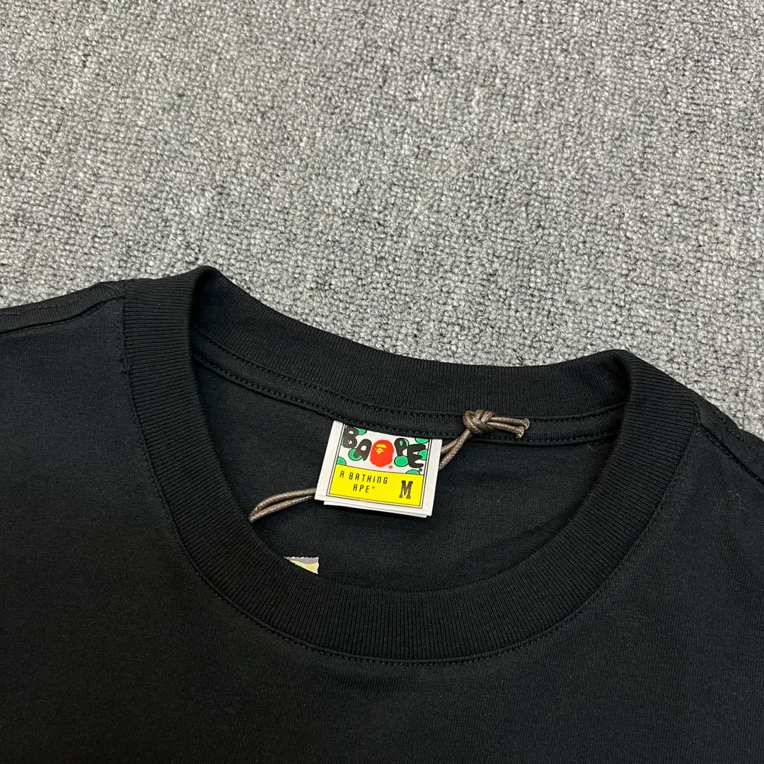 💰140 BAPE letter desert camouflage ape head double-sided printed short-sleeved T-shirt 280g weight linen cotton fabric Couple style: S-XXL [black apricot, white apricot, black blue, white blue]