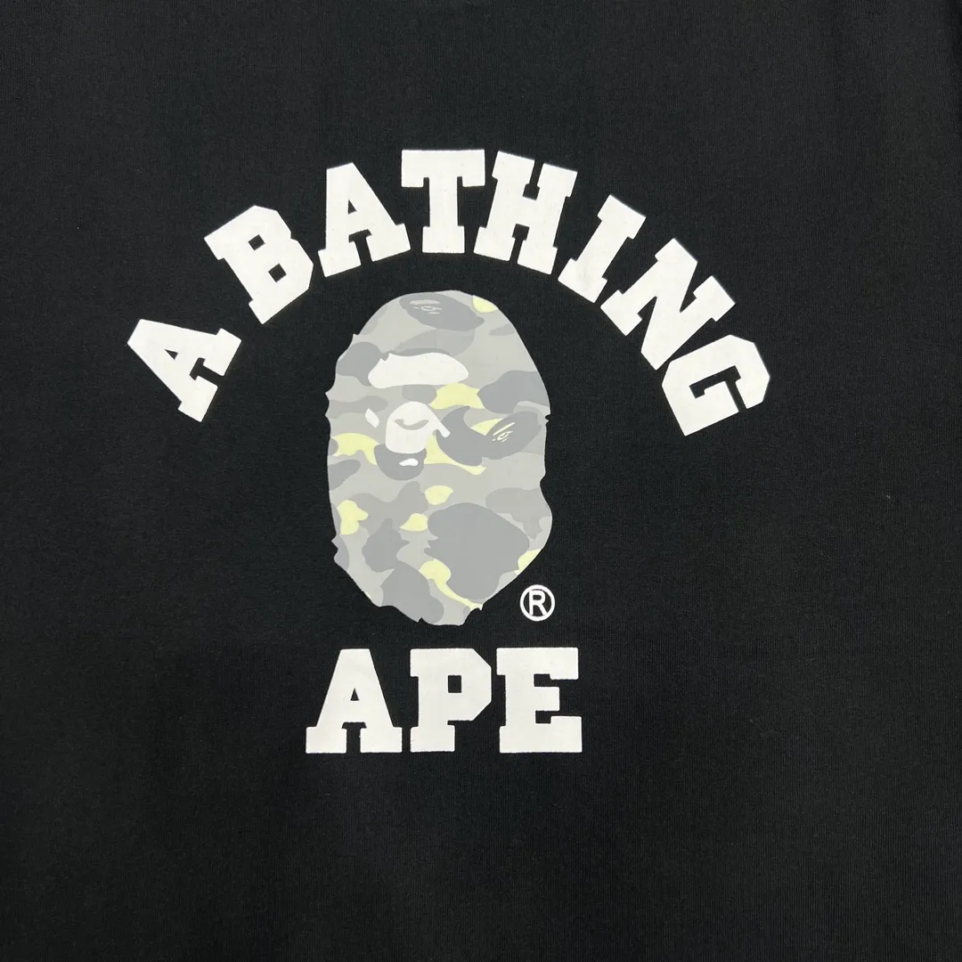 💰140 BAPE CITY CAMO COLLEGE TEE 24 new luminous camouflage letter small head printing 280g weight linen cotton fabric ZP version couple model: S-XXL [black gray white gray black black white black]