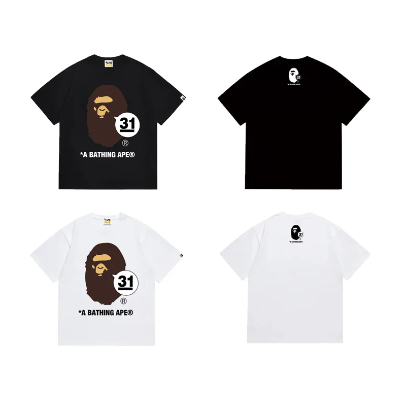 SC1035#p110💰 (top version) BAPE uses 260 grams of high-quality high-weave pure cotton fabric, double yarn combed, soft texture and no pilling, imported environmentally friendly printing glue, bright and three-dimensional pattern, quality 💥Same style for men and women, the upper body is fashionable Color: black white Size: S M L XL XXL
