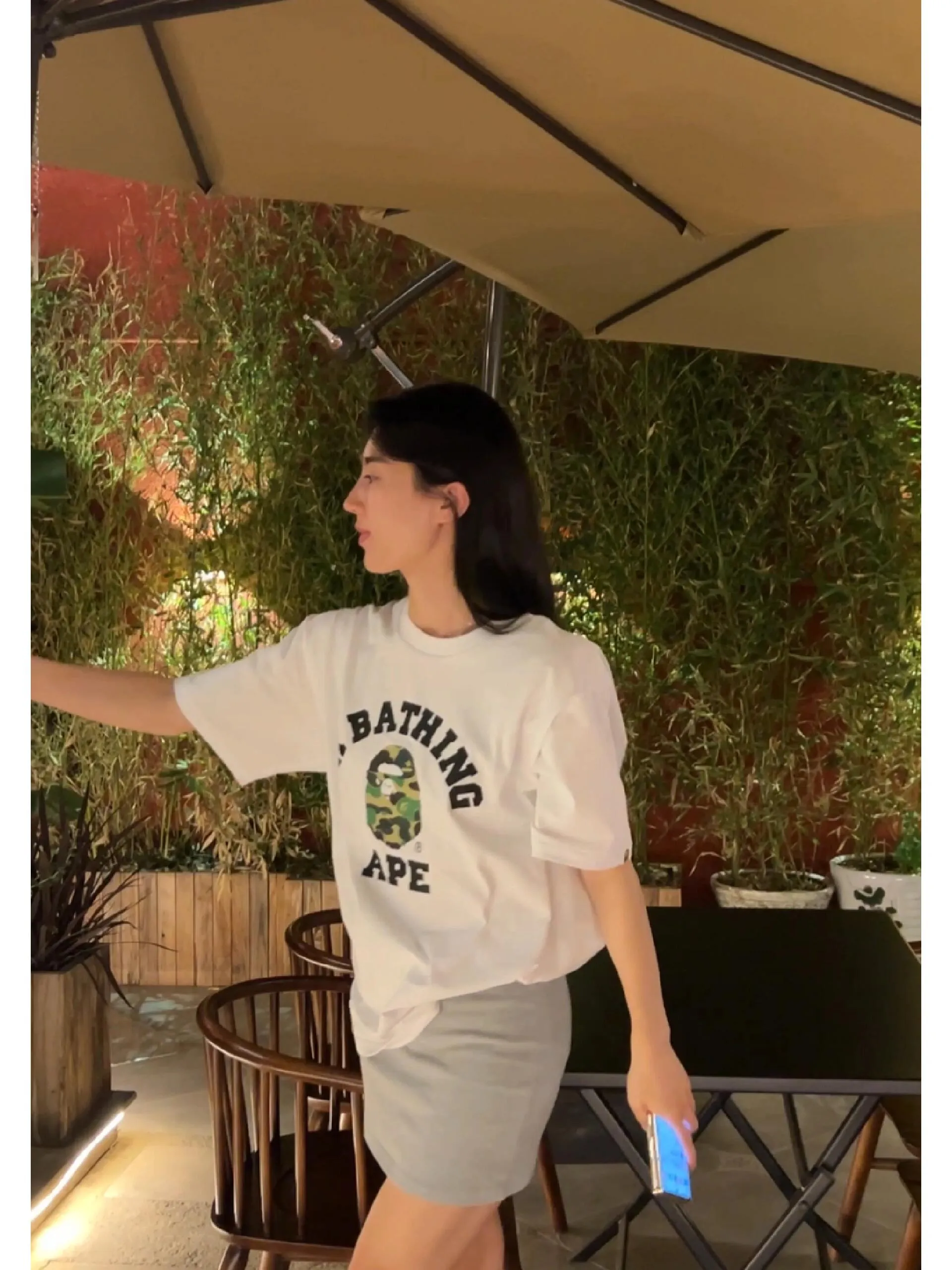 💰140 BAPE ABC camouflage ape head letter printing 280g weight linen cotton fabric ZP version Couple style: S-XXL [Black Green White Green Black Pink White Pink Black Blue White Blue]