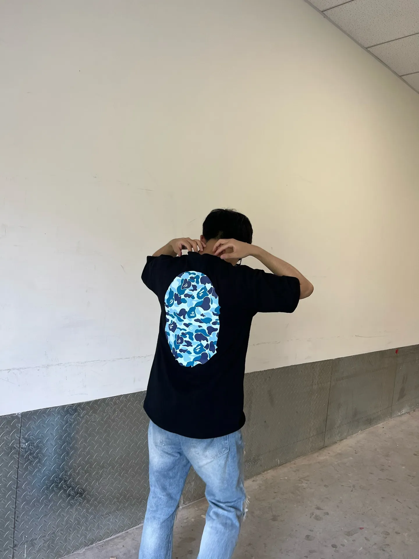 💰140 Bape Abc Blue Pink Green Camouflage Ape Man Reappearance 280g Couple Model: S-XXL [White Green Black Green White Blue Black Blue White Pink Black Pink]