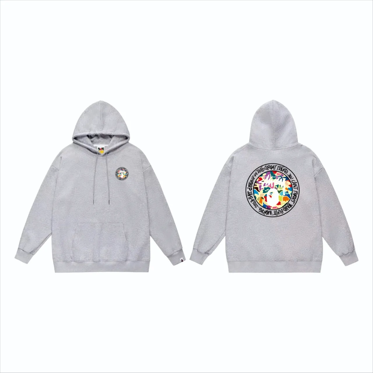 P160 model number SC817# terry 80 plus velvet 90 (top version) BAPE×STUSSY co-branded Stussy letter printed hooded sweatshirt Made of 380 grams of large terry (drop shoulder large version) fabric, soft texture and no pilling Imported environmentally friendly printing glue The pattern is bright and three-dimensional Quality 💥Same style for men and women The upper body is trendy Color: Black White Gray Size: S M L XL XXL