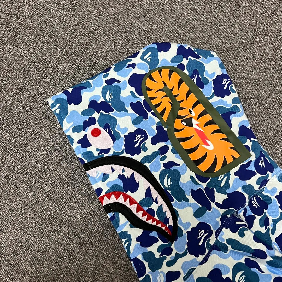 💰380 BAPE abc camo shark 980g pure cotton custom fabric See details for guaranteed goods Couple model: S—XXL [Blue Green Pink]