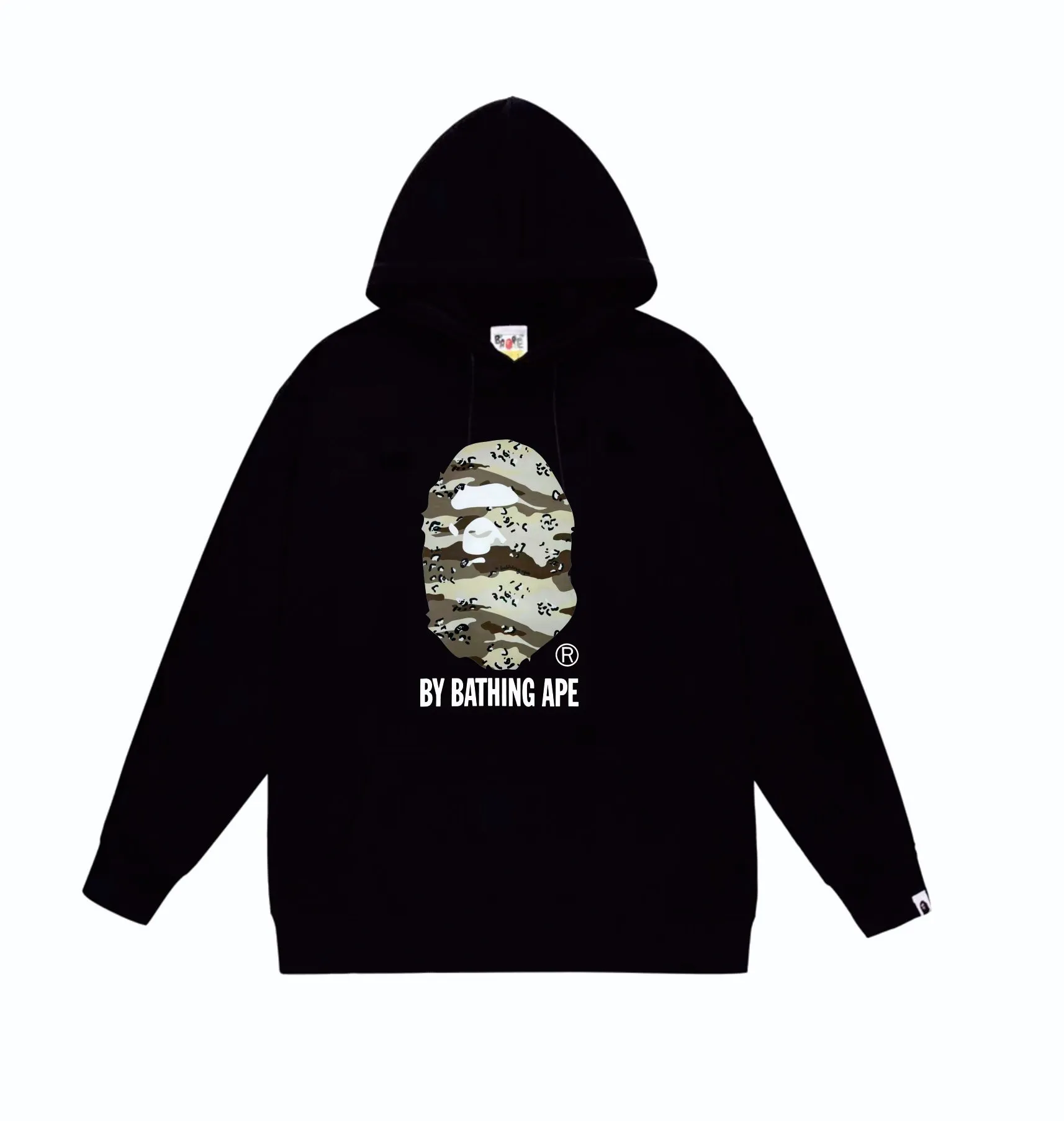 P160 model number SC842# terry 80 plus velvet 90 (top version) BAPE desert ape head letter print hooded sweatshirt Made of 380g large terry (drop shoulder large version) fabric, soft and non-pilling texture, imported environmentally friendly printing glue, bright and three-dimensional pattern, quality 💥Same style for men and women. The upper body is trendy. Color: black and yellow, white and yellow, gray and yellow, black and gray, white and gray, gray and gray. Size: S M L XL XXL