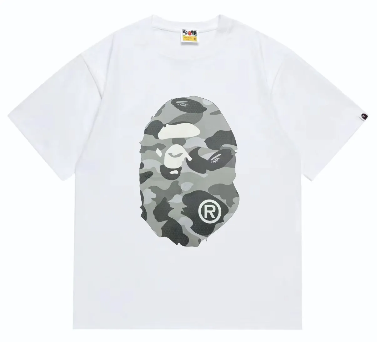SC252#p110💰 (Top version) BAPE honeycomb camouflage letters great ape head double-sided printed T-shirt. Made of 260 grams of high-quality high-weave pure cotton fabric. Double yarn combed, soft texture and no pilling. Imported environmentally friendly printing glue. The pattern is bright and three-dimensional. The quality is the same for men and women. The upper body is trendy. Color: black and blue, white and blue, black and gray, white and gray. Size: S M L XL XXL