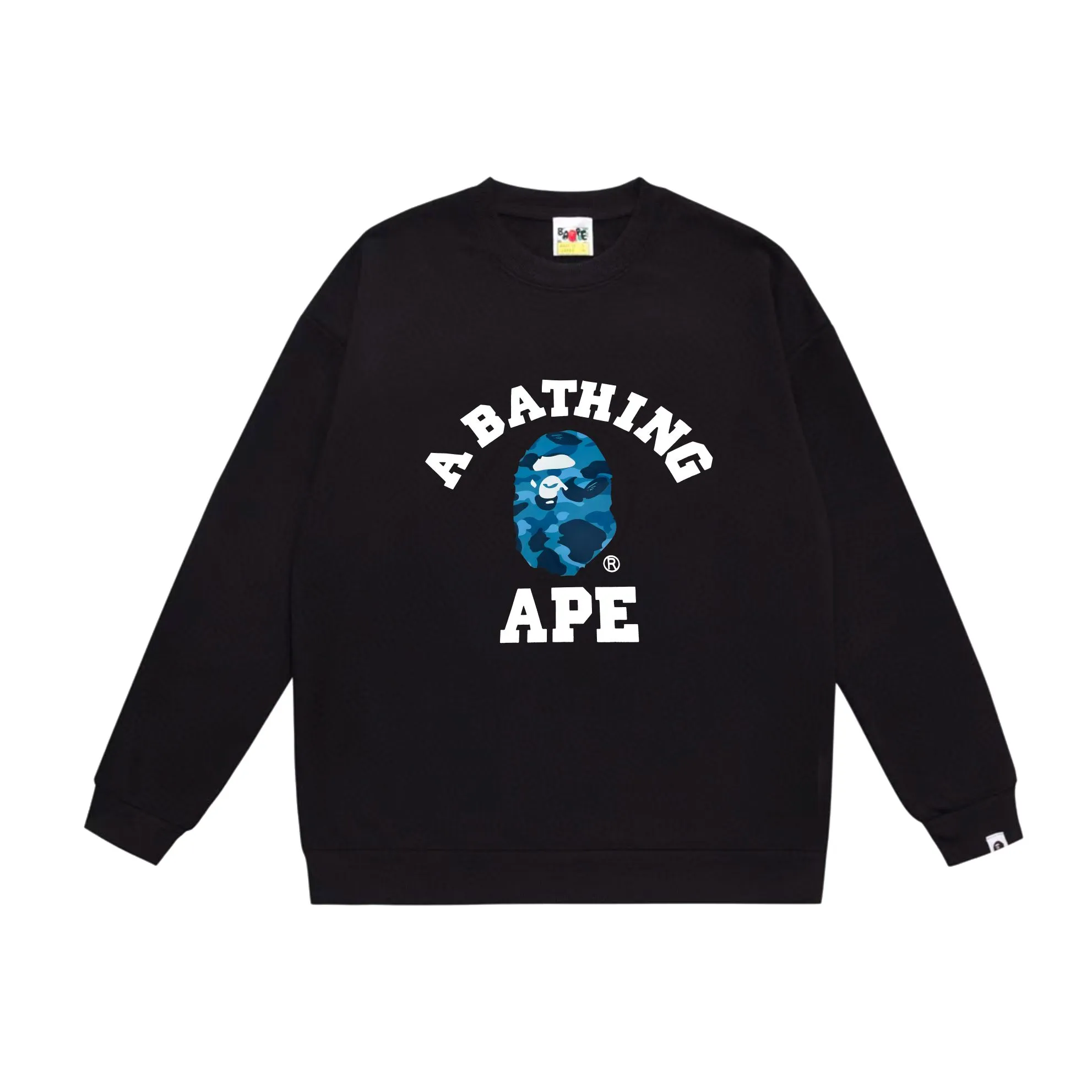 P170 model number SC551# terry 80 plus velvet 85 (top version) BAPE honeycomb camouflage letters little ape head print pattern round neck sweatshirt Made of 350g large terry (drop shoulder large version) fabric, soft texture and no pilling Imported environmentally friendly printing glue, bright and three-dimensional pattern, quality 💥Same style for men and women, the upper body is fashionable Color: black gray white gray gray gray black blue white blue gray blue Size: S M L XL XXL