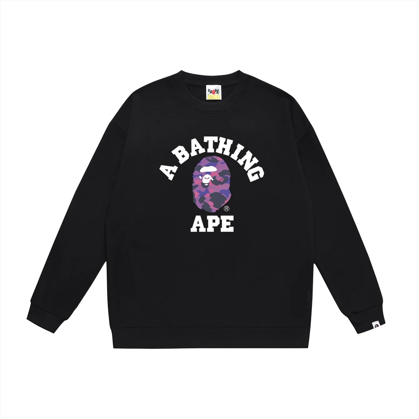 P150 model number SC462# terry 75 plus velvet 80 (top version) BAPE classic monogram ape head print round neck sweatshirt. Made of 350 grams of large terry (drop shoulder large version) fabric. The texture is soft and non-pilling. Imported environmentally friendly printing glue. The pattern is bright and three-dimensional. Quality💥Same style for men and women. The upper body is trendy. Color: black white gray Size: S M L XL XXL