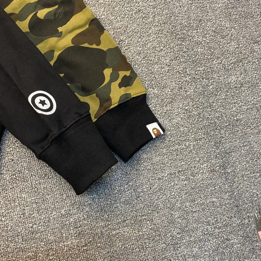 💰380 BAPE design shark splicing camouflage WGM classic logo couple model: S—XXL [grey black]