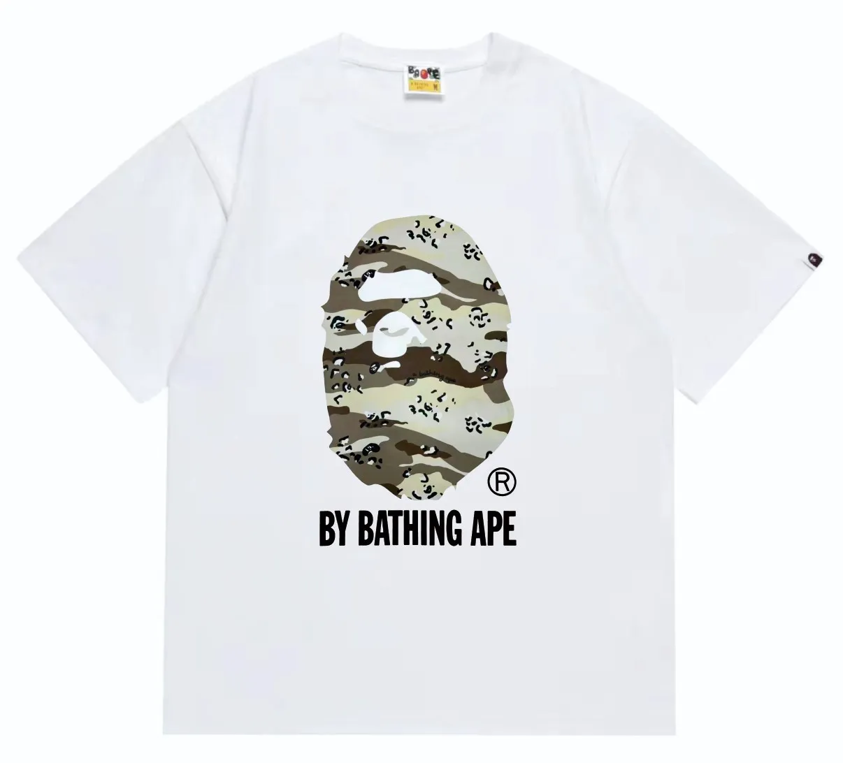 SC242#p110💰 (Top version) BAPE desert ape head letter printed short-sleeved T-shirt Made of 260 grams of high-quality high-weave pure cotton fabric, double yarn combed, soft texture and no pilling Imported environmentally friendly printing glue, bright and three-dimensional pattern, quality 💥Same style for men and women, the upper body is trendy Color: black and yellow, white and yellow, black and gray, white and gray Size: S M L XL XXL