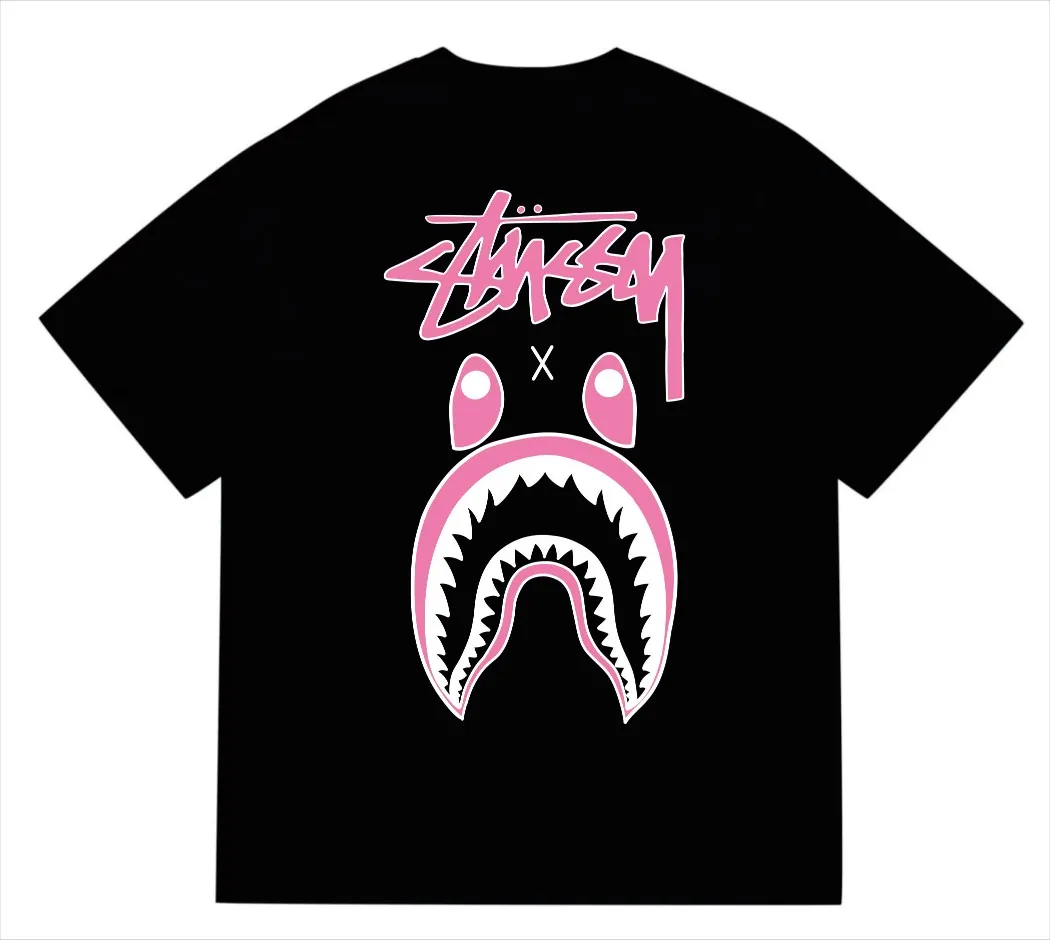 SC204#p110💰 (Top version) BAPE×Stussy co-branded Stussy letter ape print T-shirt Made of 260 grams of high-quality high-weave pure cotton fabric, double yarn combed, soft and non-pilling, imported environmentally friendly printing glue, bright and three-dimensional pattern, quality 💥Same style for men and women, the upper body is fashionable Color: black and white, gray and white, pink and white, red and white, white and black, gray and black, pink and black, red and black Size: S M L XL XXL