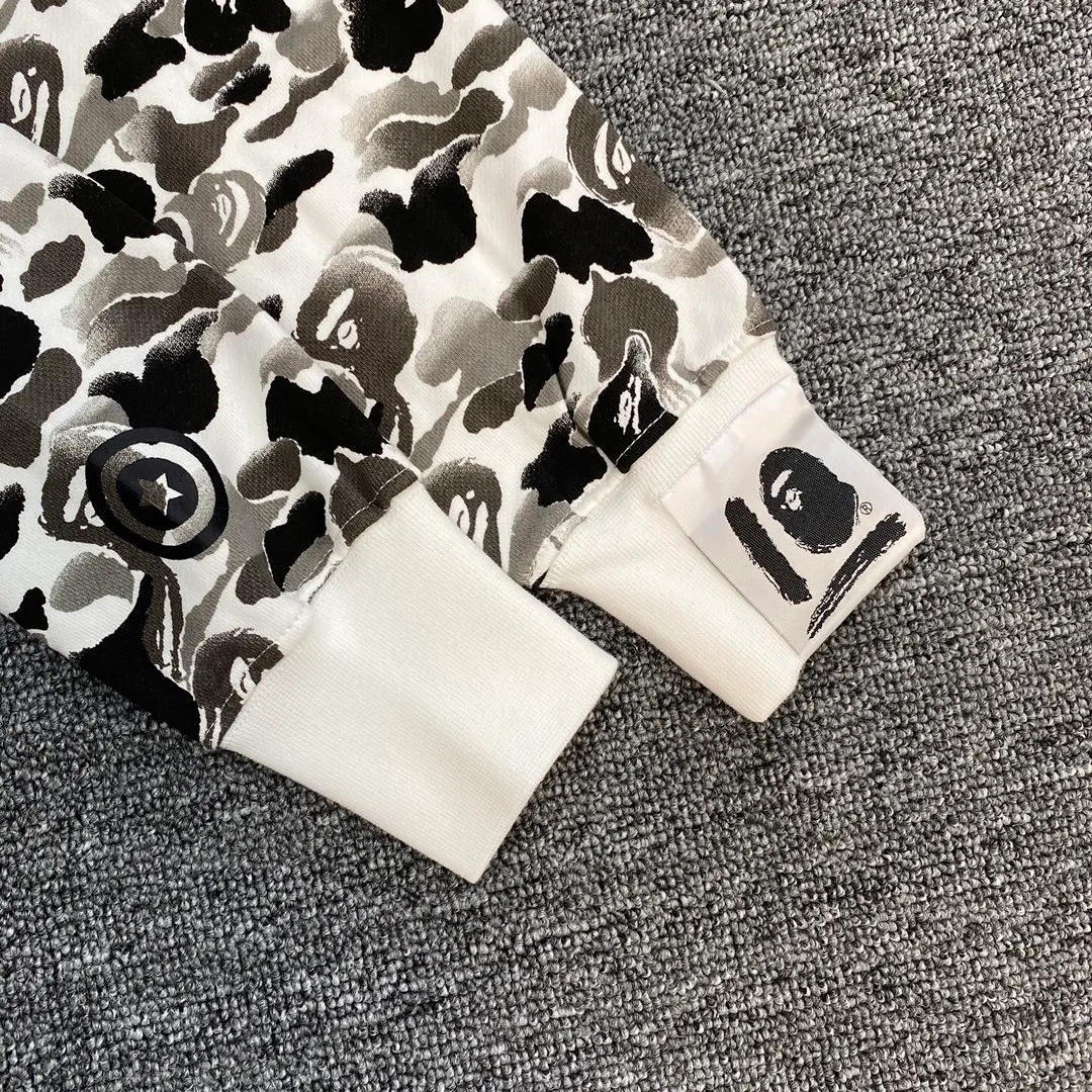 💰380 Bape’s 10th Anniversary Xintiandi Reopening Limited Ink Camouflage Shark, Detailed Processing, Customized Fabric, Couple Style: S—XXL [Ink Gray, Ink Green]