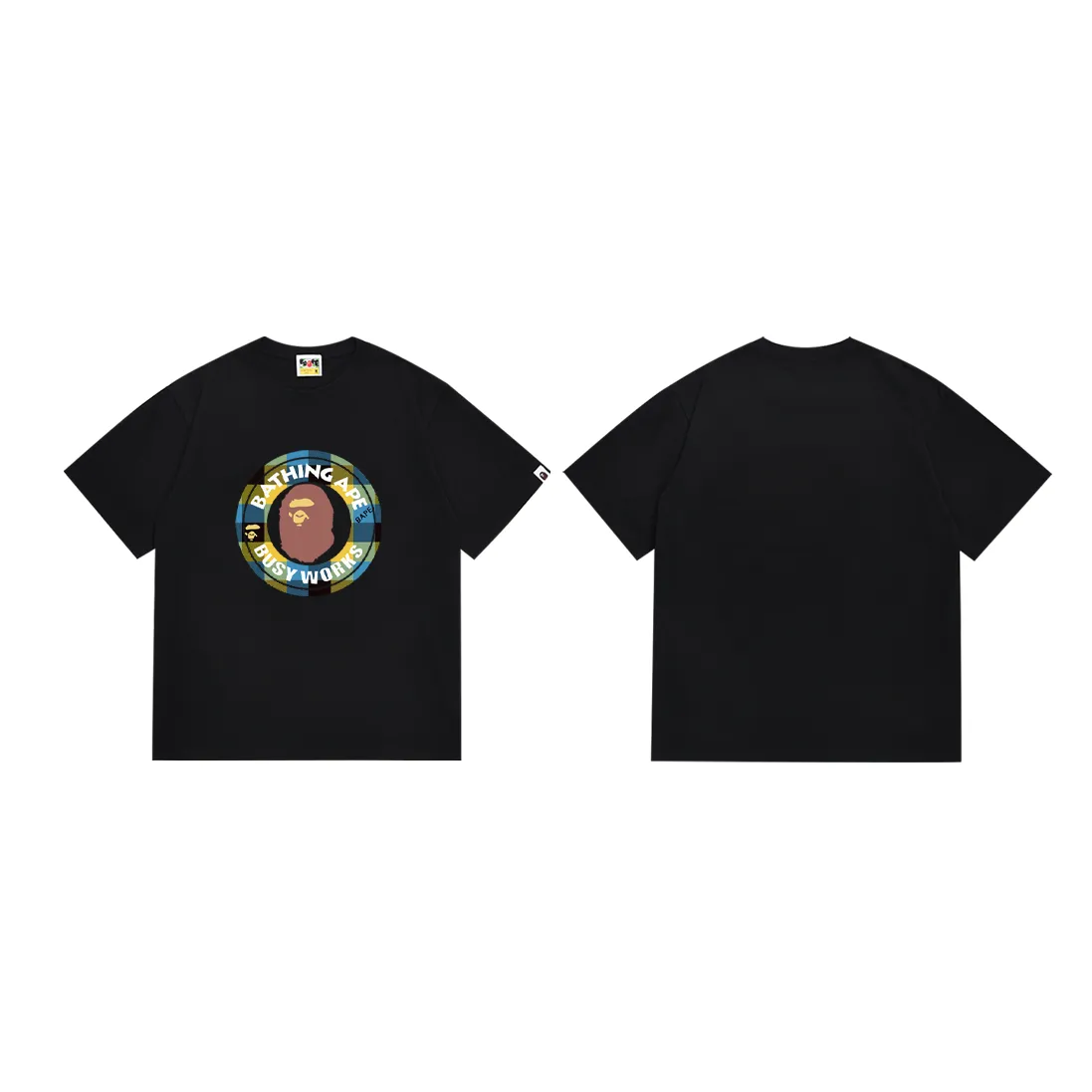 P110 SC072# (top version) BAPE ape head classic letter printed short-sleeved T-shirt. Made of 260 grams of high-quality high-weave pure cotton fabric. Double yarn combed, soft texture and no pilling. Imported environmentally friendly printing glue. Bright and three-dimensional pattern. Quality💥Same style for men and women. The upper body is trendy. Color: black and red, white and red, black and blue, white and blue. Size: S M L XL XXL