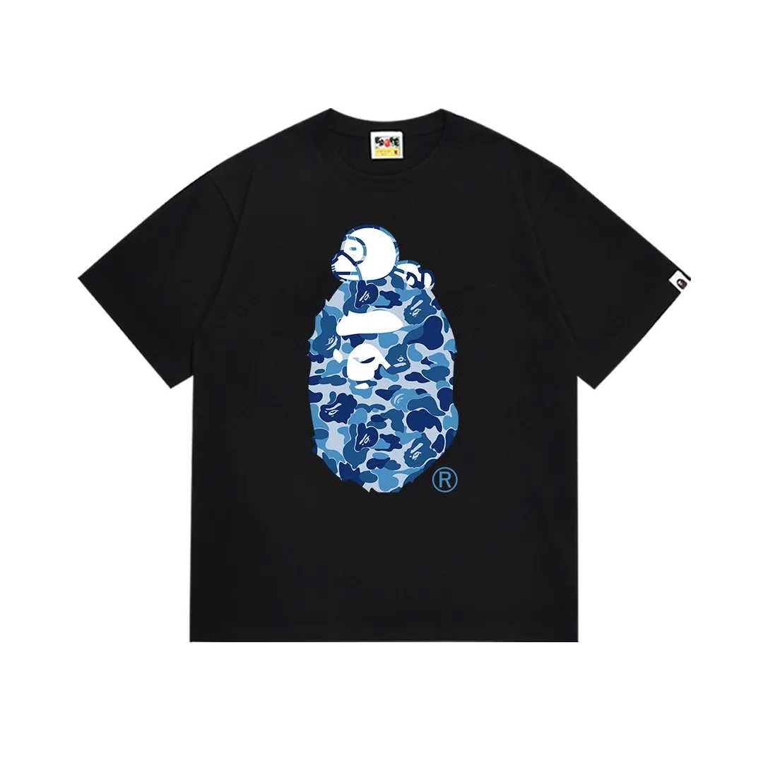 SC146#p110💰 (Top version) BAPE sleeping monkey ape head pattern short-sleeved T-shirt Made of 260 grams of high-quality high-weave pure cotton fabric, double yarn combed, soft texture and no pilling Imported environmentally friendly printing glue, bright and three-dimensional pattern, quality 💥Same style for men and women, the upper body is fashionable Color: black white Size: S M L XL XXL