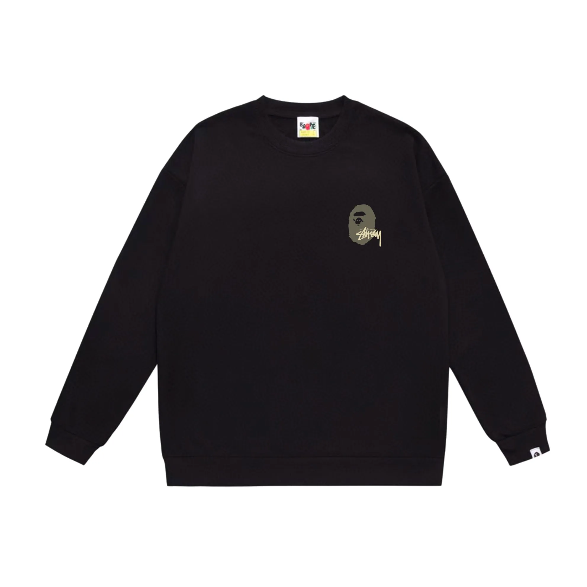 P150 model number SC510# terry 75 plus velvet 80 (top version) BAPE×STUSSY co-branded Stussy letter round neck sweatshirt Made of 350g large terry (drop shoulder large version) fabric, soft texture and no pilling Imported environmentally friendly printing glue, bright and three-dimensional pattern, quality 💥Same style for men and women, the upper body is fashionable Color: black printed yellow, white printed yellow, gray printed yellow Size: S M L XL XXL