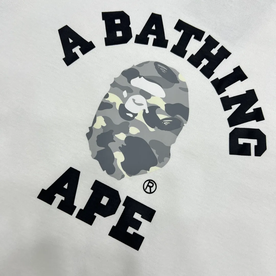 💰140 BAPE CITY CAMO COLLEGE TEE 24 new luminous camouflage letter small head printing 280g weight linen cotton fabric ZP version couple model: S-XXL [black gray white gray black black white black]
