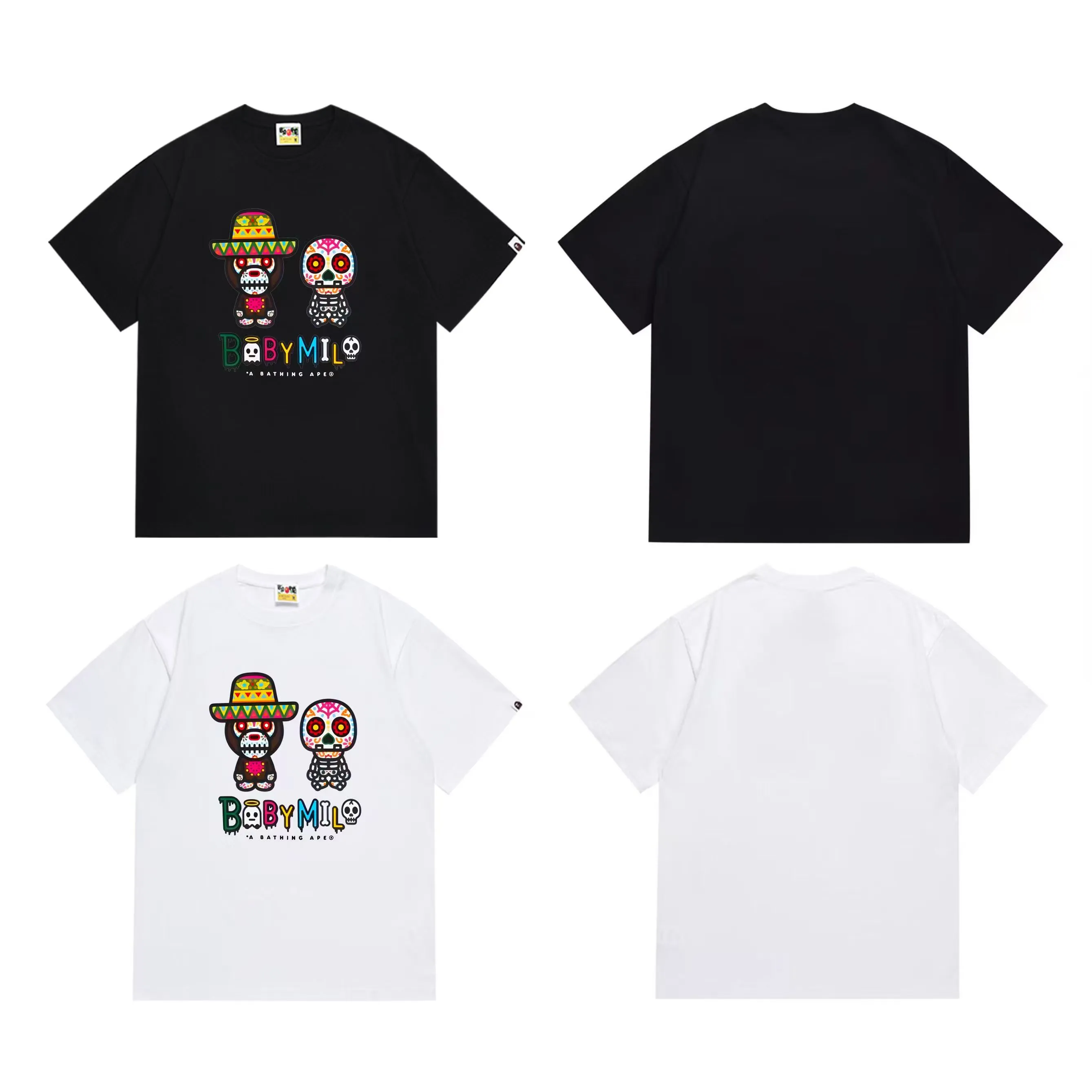 SC1008#p110💰 (top version) BAPE uses 260 grams of high-quality high-weave pure cotton fabric, double yarn combed, soft texture and no pilling, imported environmentally friendly printing glue, bright and three-dimensional pattern, quality 💥Same style for men and women, the upper body is fashionable Color: black white Size: S M L XL XXL