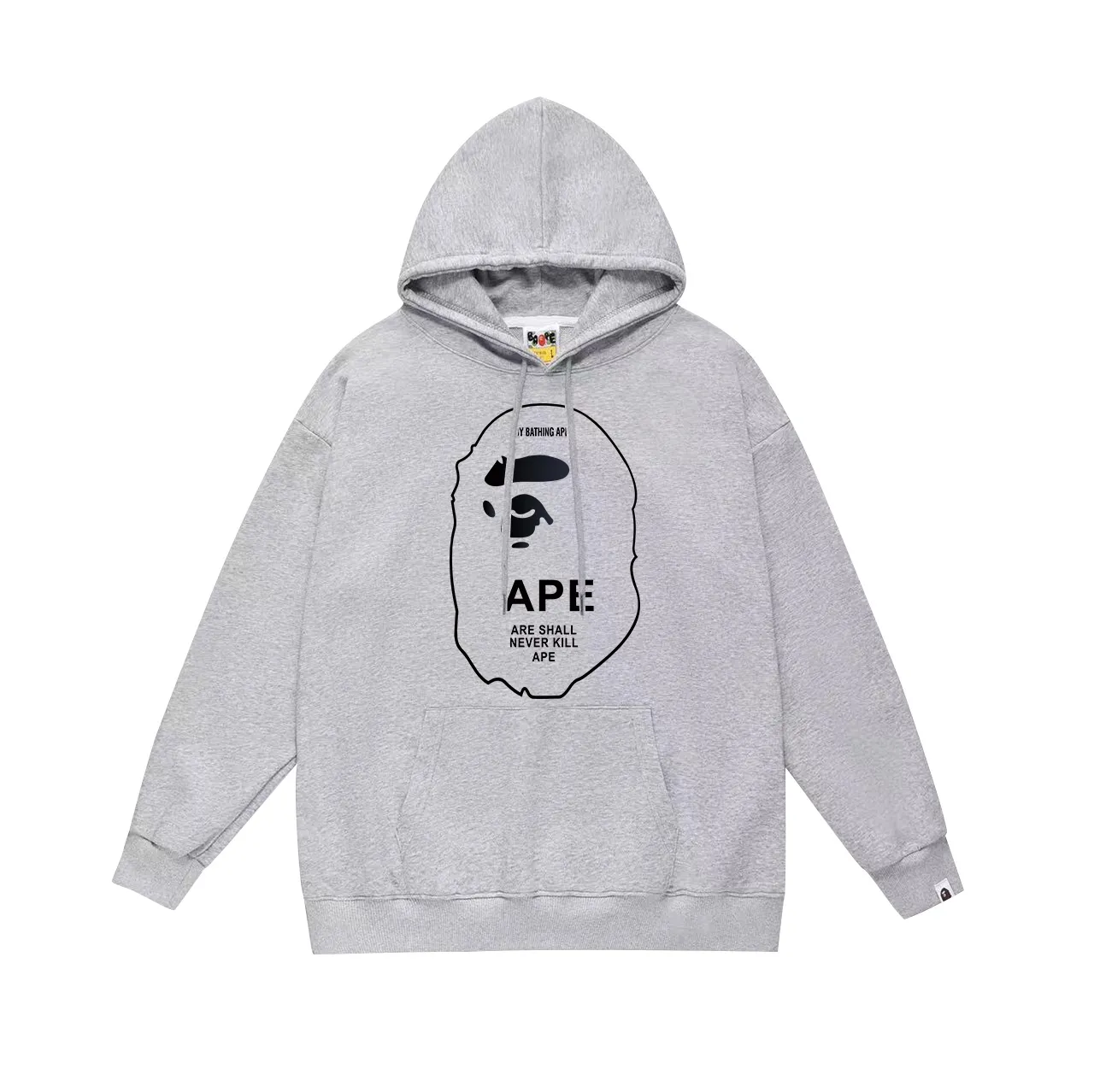 Model No. SC635# Terry p160 plus velvet p180💰 (top version) BAPE black and white threaded ape-man LOGO double-sided printed hooded sweatshirt. Made of 380g large terry 430g silver fox velvet (drop shoulder large version) fabric. The texture is soft and non-pilling. Imported environmentally friendly printing glue. The pattern is bright and three-dimensional. Quality💥Same style for men and women. The upper body is trendy. Color: black white gray Size: S M L XL XXL
