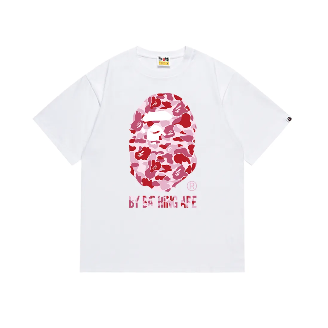 P110 SC075 (top version) BAPE camouflage ape head LOGO printed short-sleeved T-shirt Made of 260 grams of high-quality high-weave pure cotton fabric, double yarn combed, soft texture and no pilling Imported environmentally friendly printing glue, bright and three-dimensional pattern, quality 💥Same style for men and women, the upper body is fashionable Color: black green white green black pink white pink black blue white blue Size: S M L XL XXL