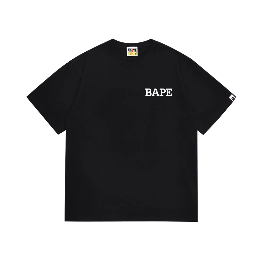 SC076#p110💰 (Top version) BAPE ape head contrast letter printed short-sleeved T-shirt Made of 260 grams of high-quality high-weave pure cotton fabric, double yarn combed, soft texture without pilling, imported environmentally friendly printing glue, bright and three-dimensional pattern, quality 💥Same style for men and women, the upper body is fashionable Color: black white Size: S M L XL XXL
