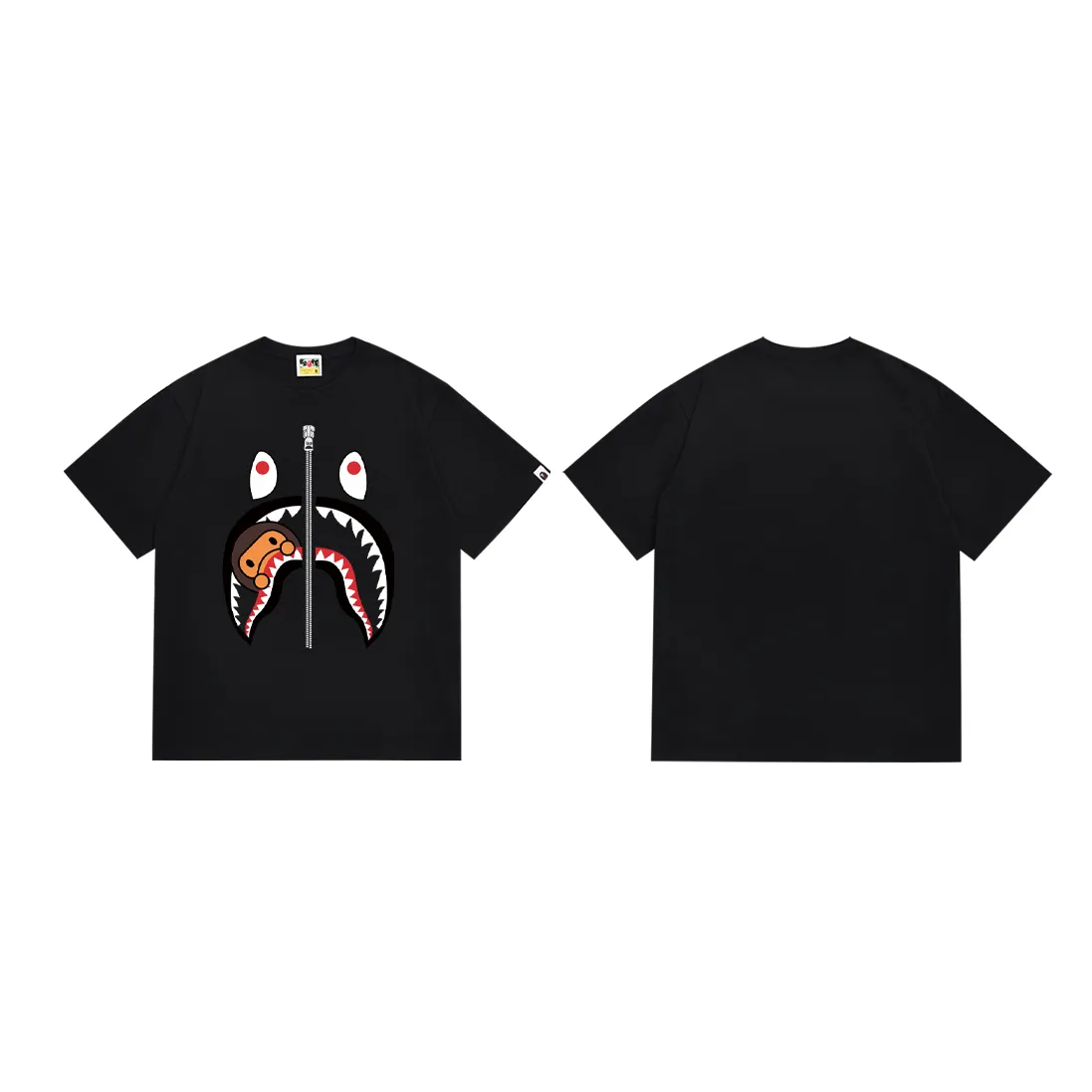 P110 SC069# (top version) BAPE ape-man head classic letter printed short-sleeved T-shirt ape-man shark mouth Made of 260 grams of high-quality high-weave pure cotton fabric, double yarn combed, soft texture and no pilling Imported environmentally friendly printing glue, bright and three-dimensional pattern, quality 💥Same style for men and women, the upper body is fashionable Color: black and white Size: S M L XL XXL