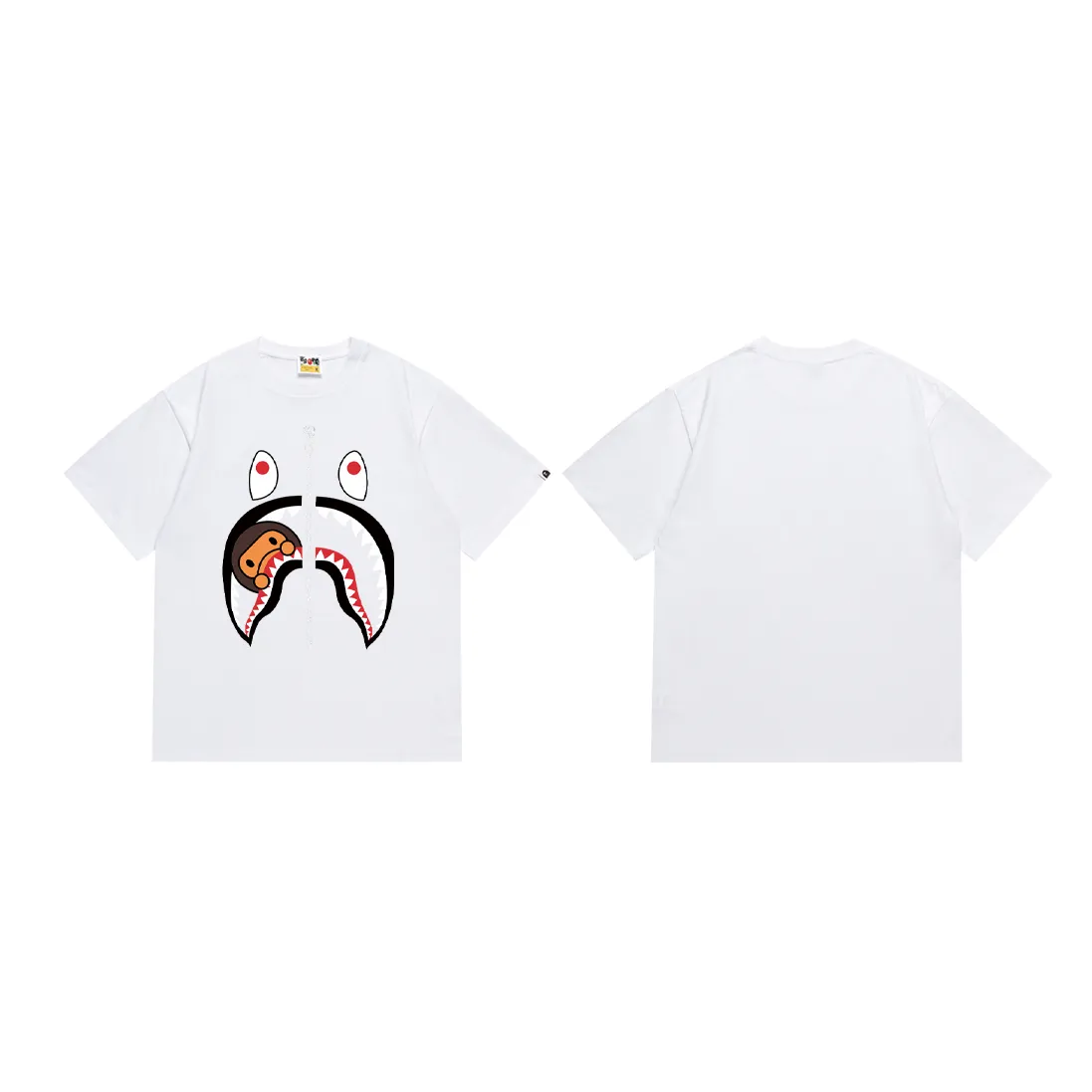 P110 SC069# (top version) BAPE ape-man head classic letter printed short-sleeved T-shirt ape-man shark mouth Made of 260 grams of high-quality high-weave pure cotton fabric, double yarn combed, soft texture and no pilling Imported environmentally friendly printing glue, bright and three-dimensional pattern, quality 💥Same style for men and women, the upper body is fashionable Color: black and white Size: S M L XL XXL