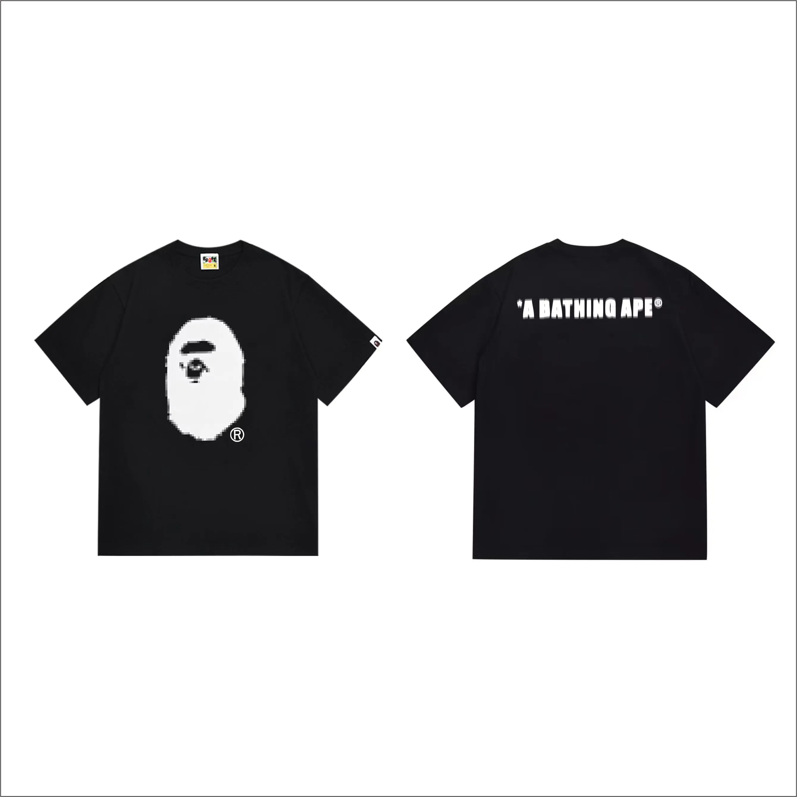 SC1011#p110💰 (top version) BAPE uses 260 grams of high-quality high-weave pure cotton fabric, double yarn combed, soft and non-pilling texture, imported environmentally friendly printing glue, bright and three-dimensional pattern, quality 💥Same style for men and women, the upper body is trendy Color: Black White Size: S M L XL XXL