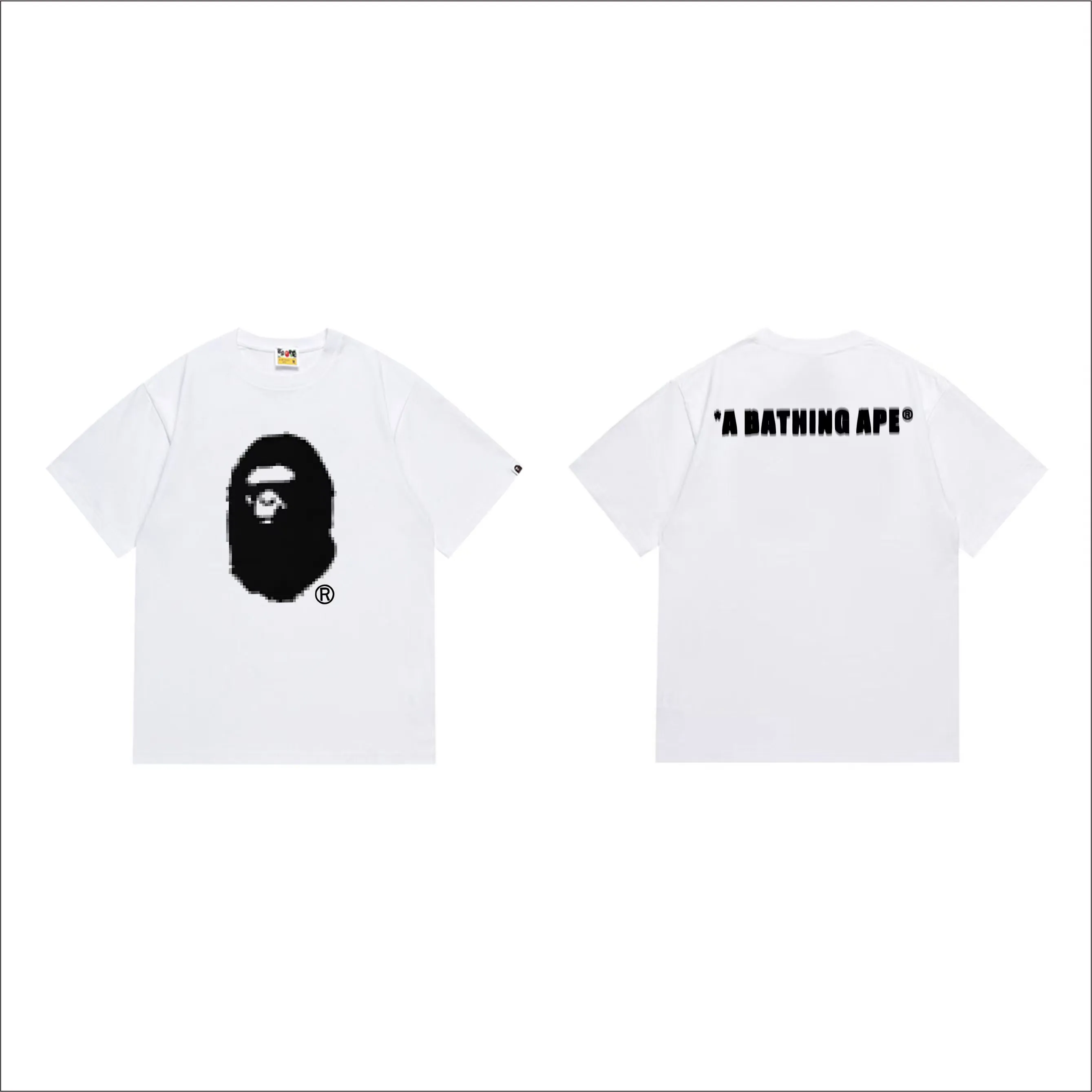 SC1011#p110💰 (top version) BAPE uses 260 grams of high-quality high-weave pure cotton fabric, double yarn combed, soft and non-pilling texture, imported environmentally friendly printing glue, bright and three-dimensional pattern, quality 💥Same style for men and women, the upper body is trendy Color: Black White Size: S M L XL XXL