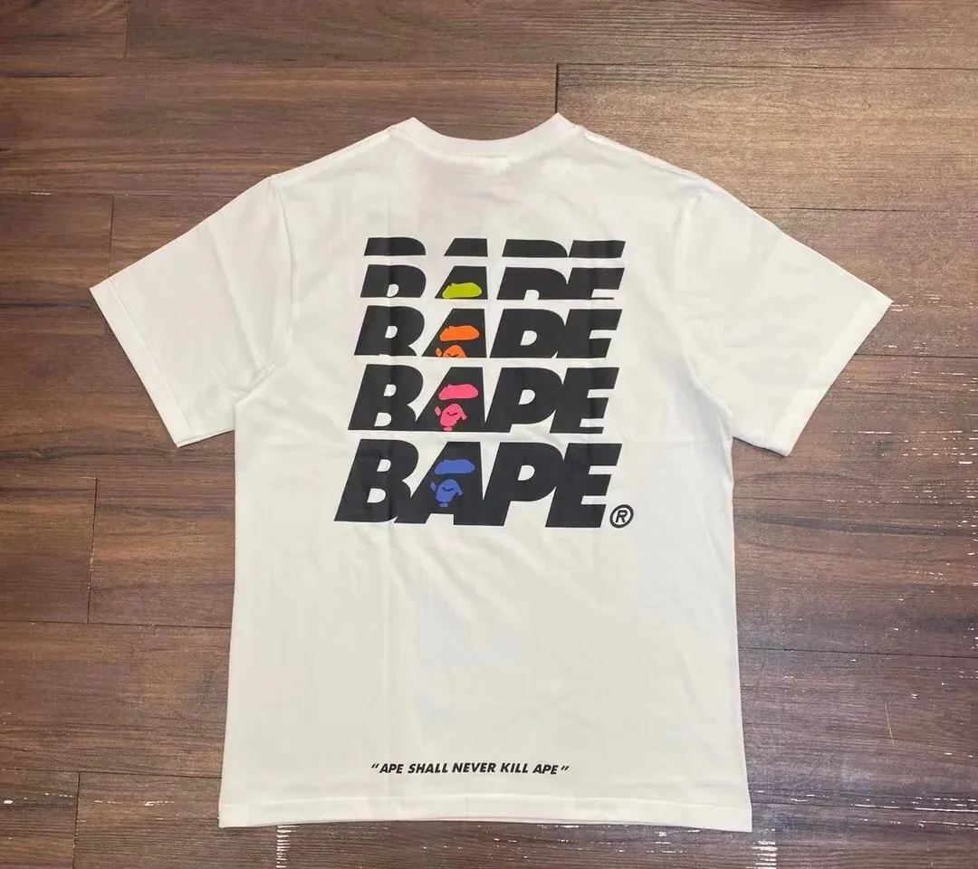 P110 001030 Japanese trendy brand ape head bape printed short-sleeved T-shirt, same style for men and women, size smlxlxxl, black and white